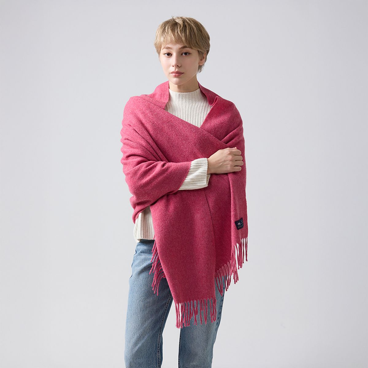 아브라함문(ABRAHAM MOON) 메리노울 숄 70cm - 핑크