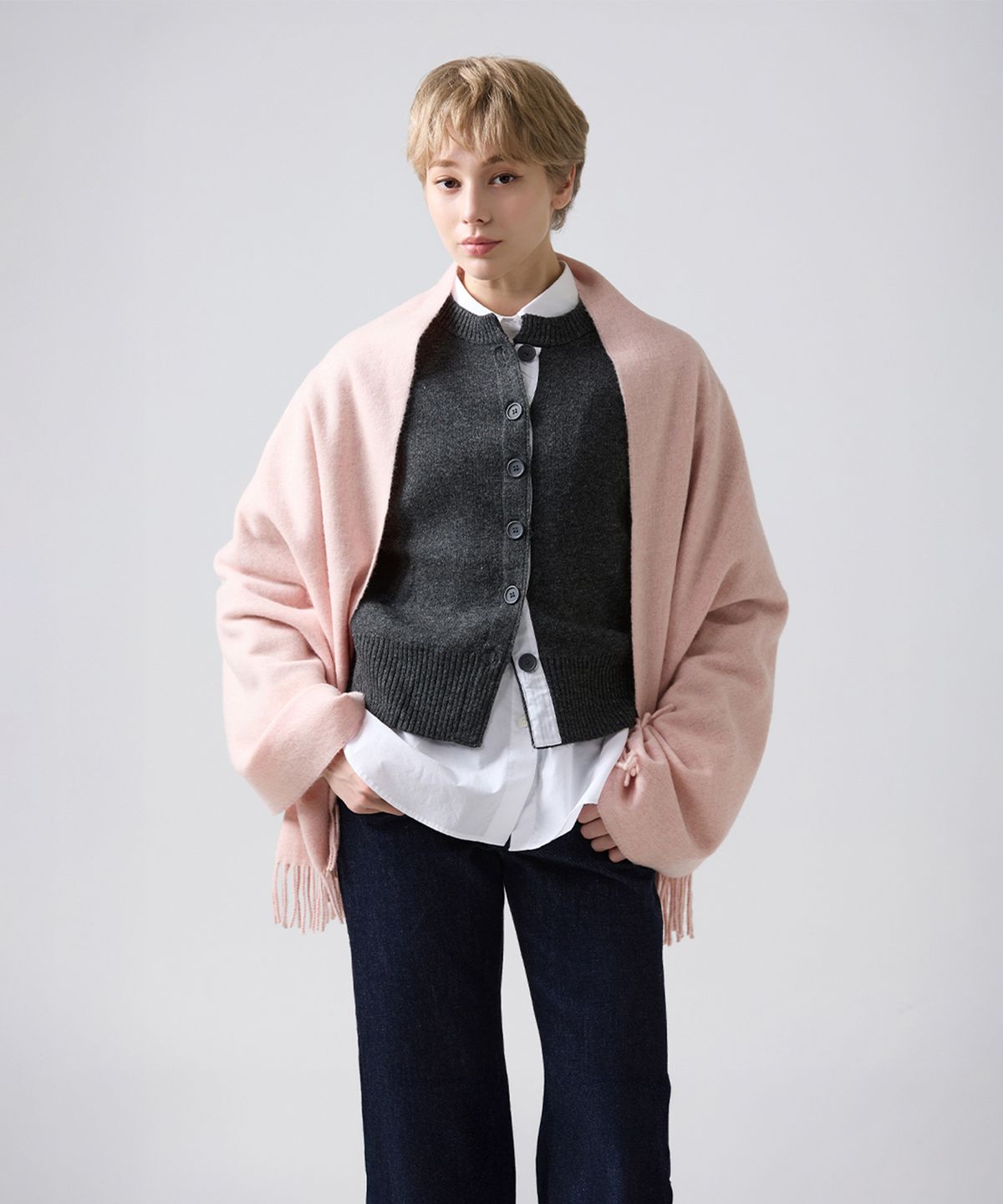 아브라함문(ABRAHAM MOON) 메리노울 숄 70cm - 베이비 핑크