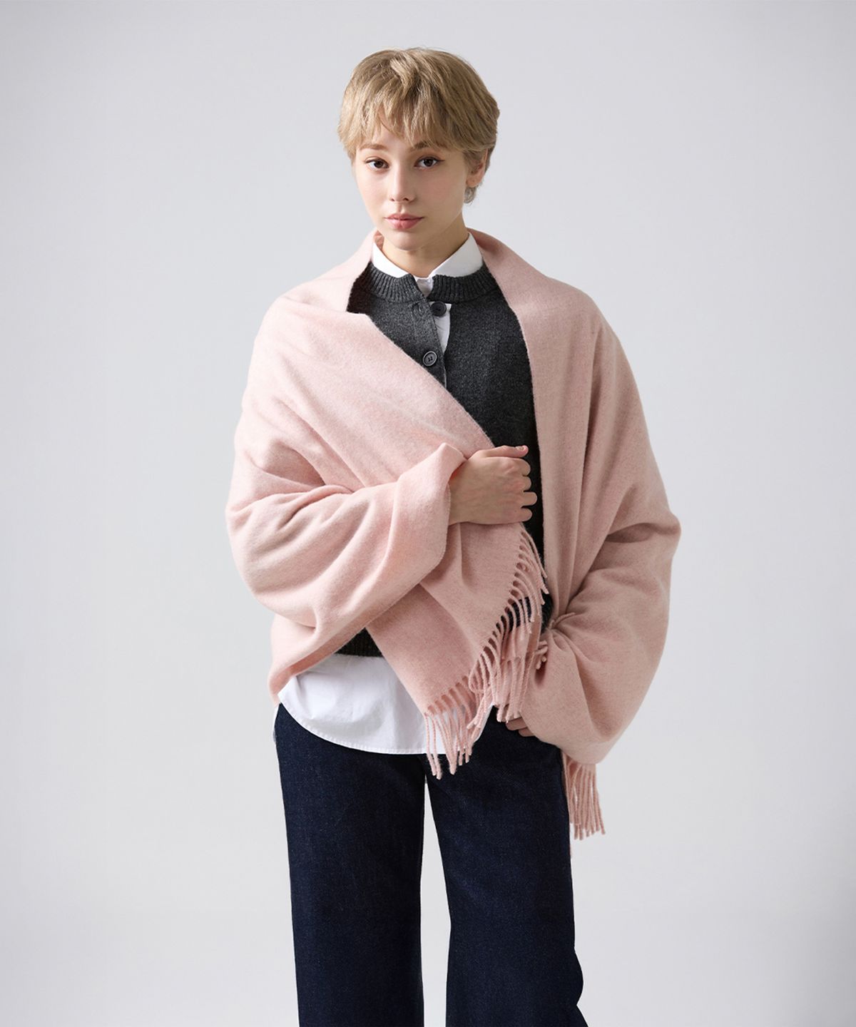 아브라함문(ABRAHAM MOON) 메리노울 숄 70cm - 베이비 핑크