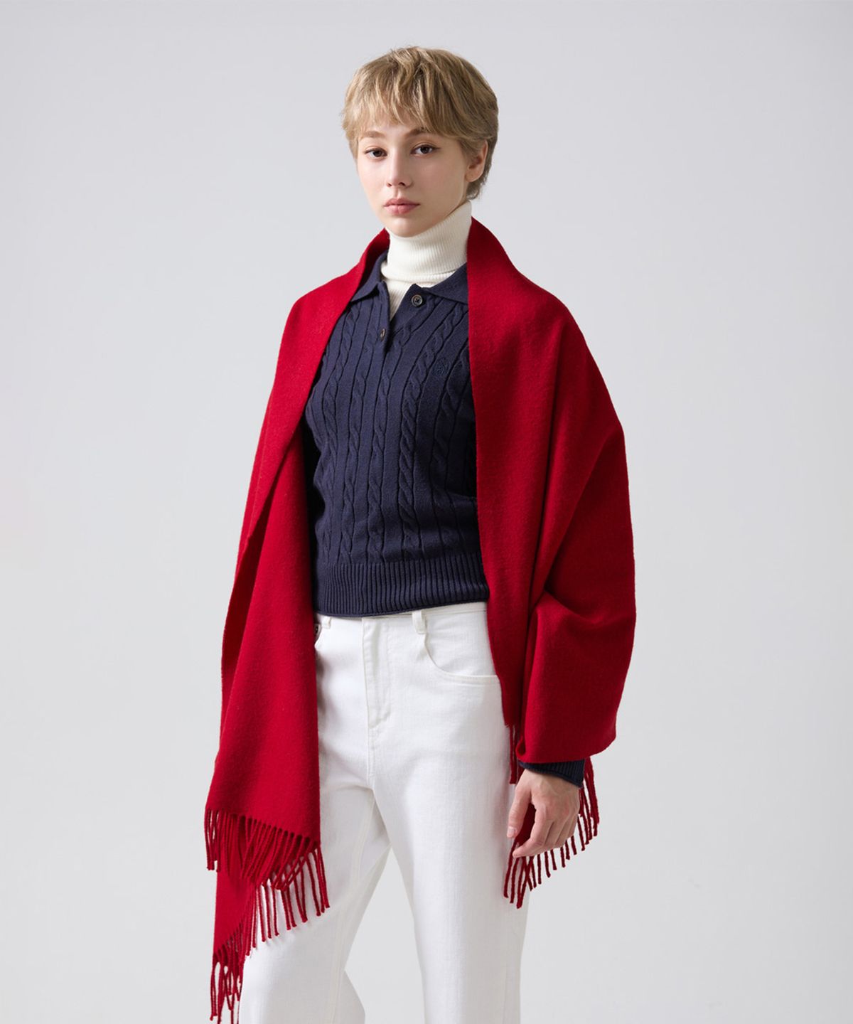 아브라함문(ABRAHAM MOON) 메리노울 숄 70cm - 스칼렛