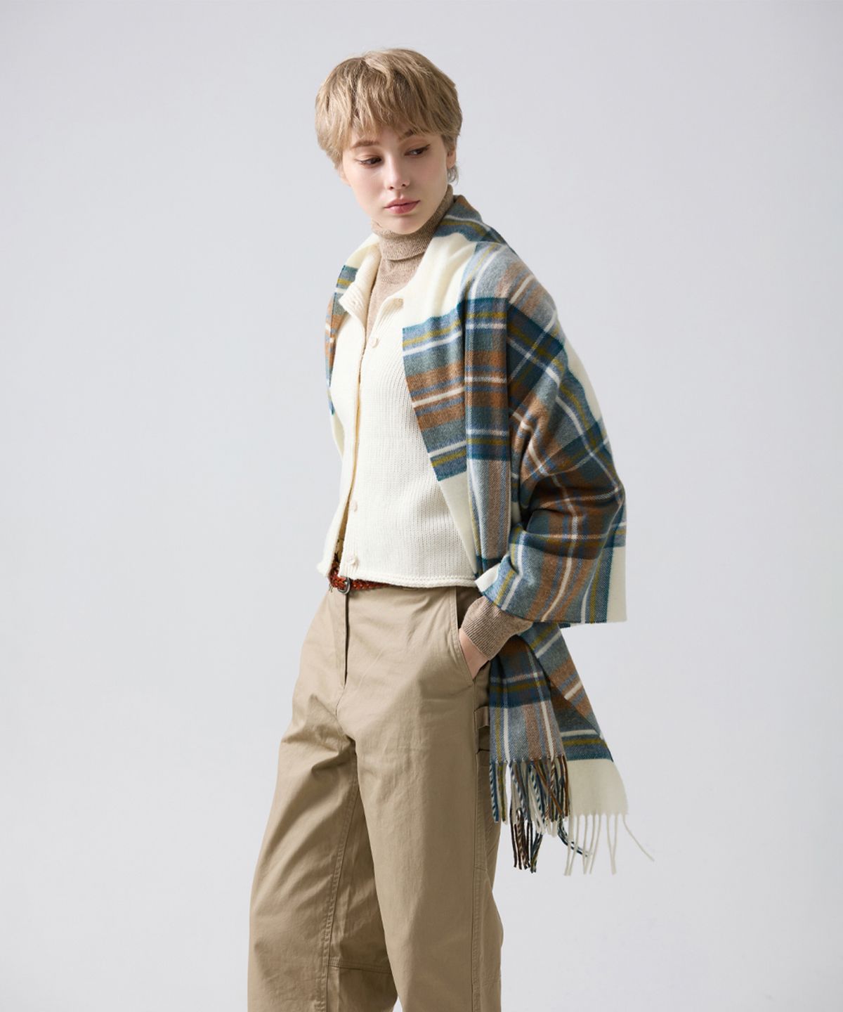아브라함문(ABRAHAM MOON) 메리노울 숄 70cm - 뉴 뮤티드 블루 스튜어트