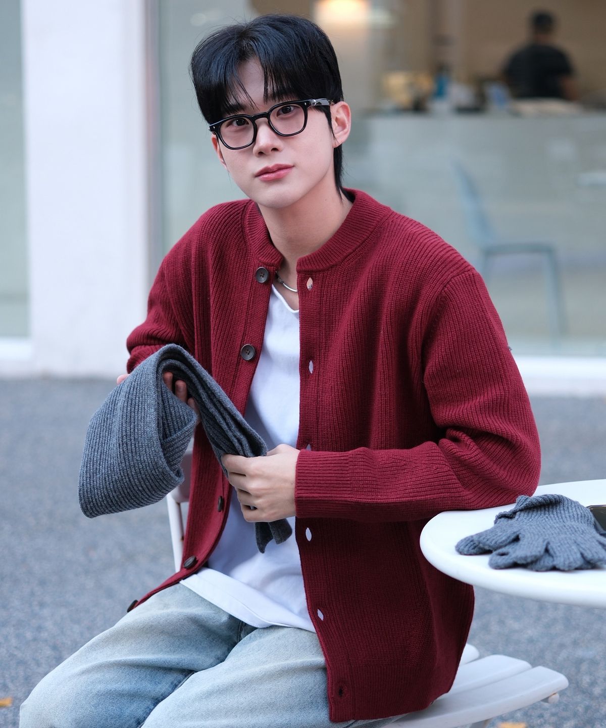 마인드브릿지(MINDBRIDGE) [ON][COMFY]울 혼방 라운드넥 세미 오버핏 가디건 - 5color