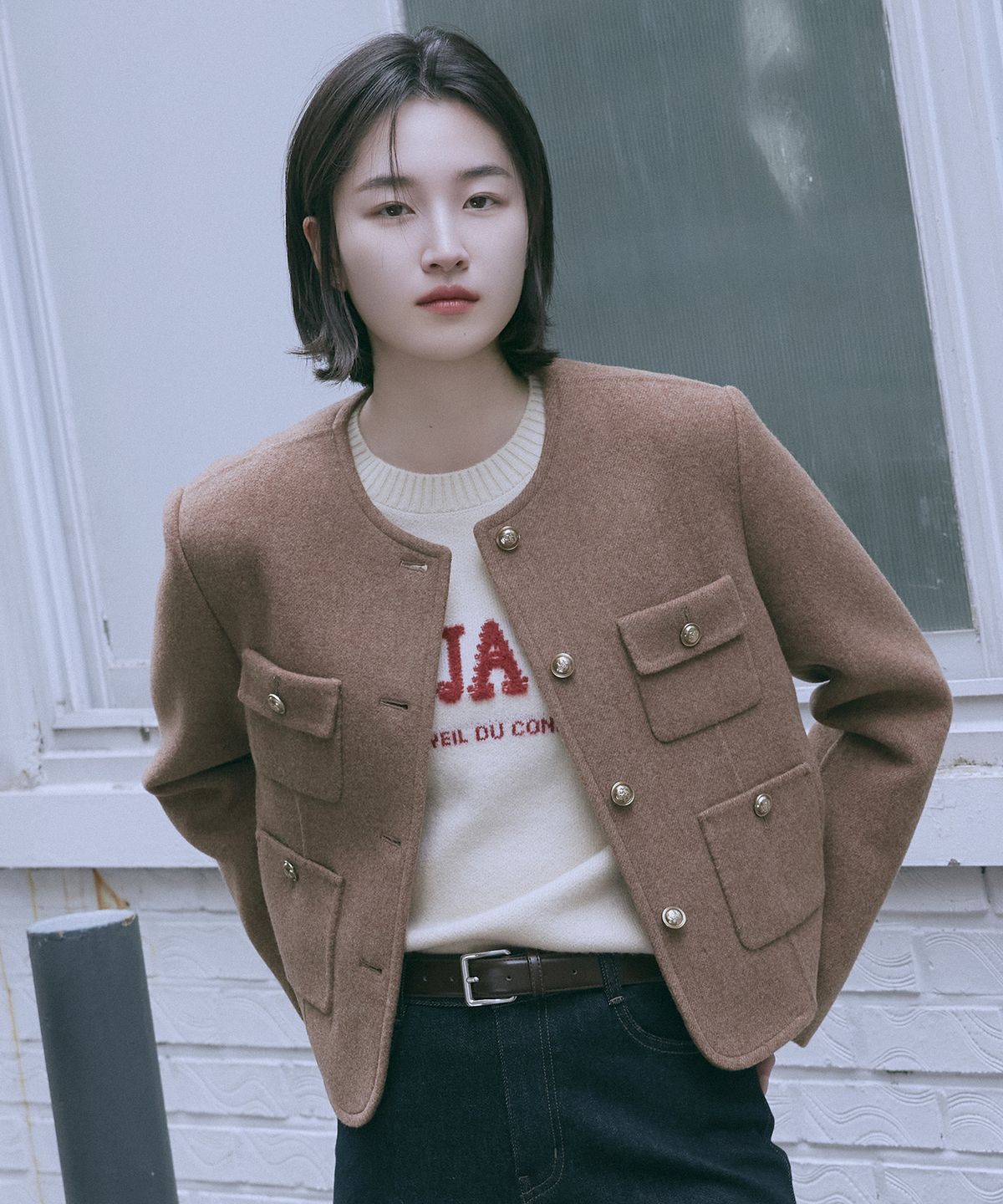 마인드브릿지 우먼(MIND BRIDGE WOMEN) [W]핸드메이드 라운드넥 자켓 - 2color