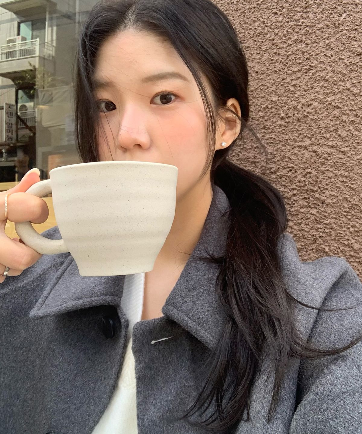 마인드브릿지 우먼(MIND BRIDGE WOMEN) [W]핸드메이드 벨티드 하프 코트 - 2color