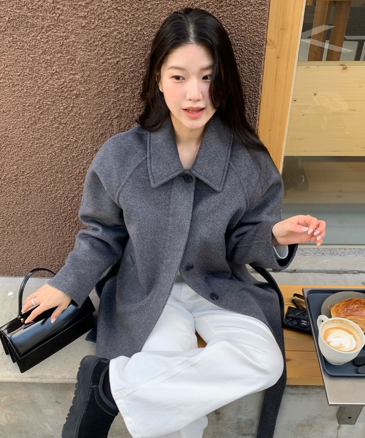 마인드브릿지 우먼(MIND BRIDGE WOMEN) [W]핸드메이드 벨티드 하프 코트 - 2color