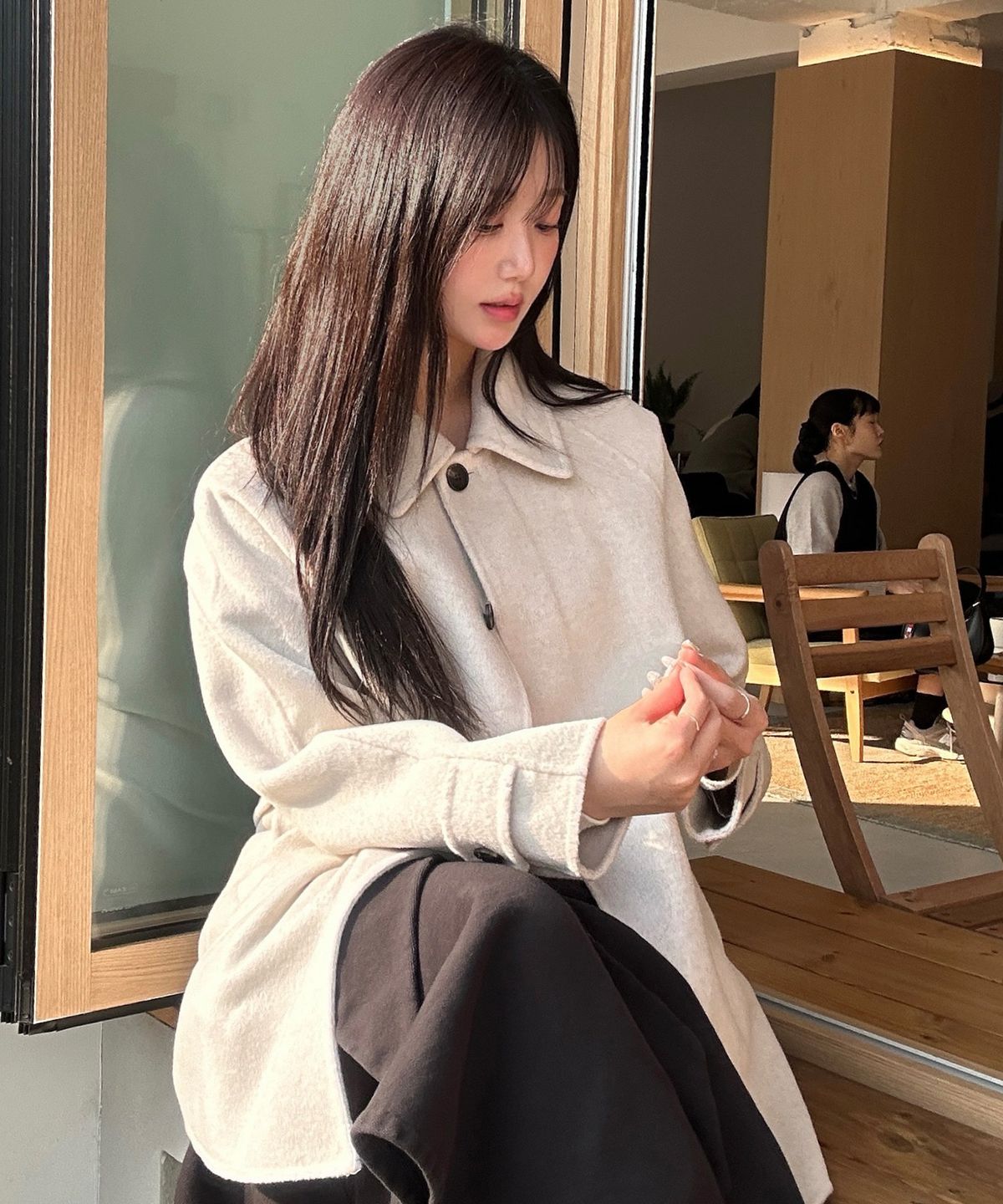 마인드브릿지 우먼(MIND BRIDGE WOMEN) [W]핸드메이드 벨티드 하프 코트 - 2color