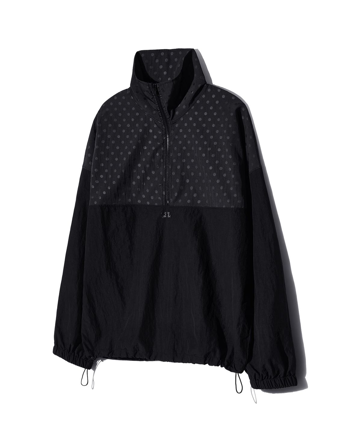 피스메이커(PIECE MAKER) DOT NYLON HALF ZIP UP (BLACK)