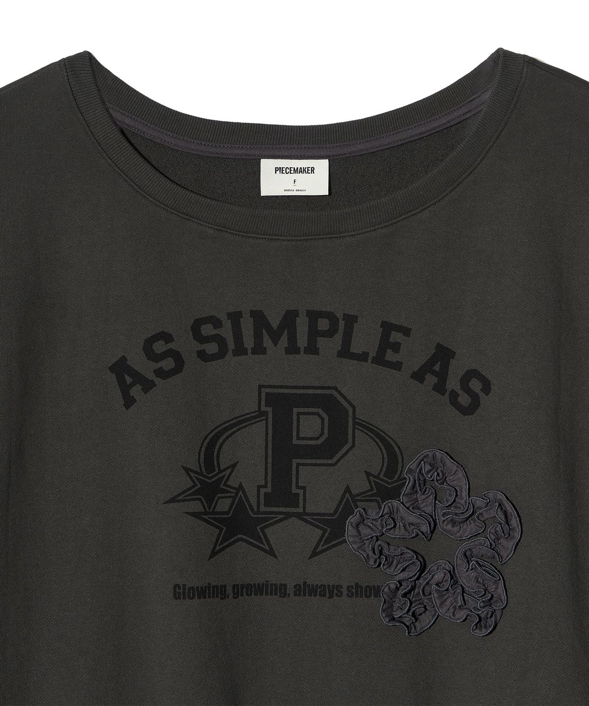 피스메이커(PIECE MAKER) ASAP FRILL OFF-SHOULDER SWEATSHIRTS (CHARCOAL)