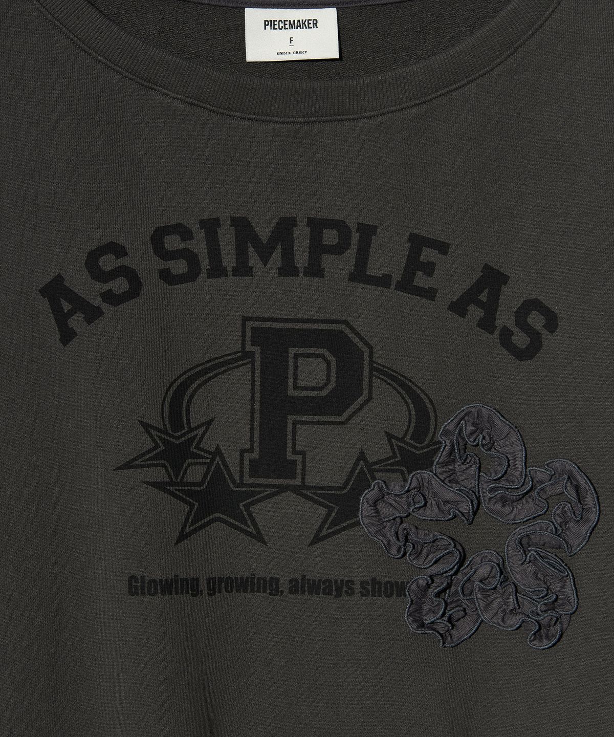 피스메이커(PIECE MAKER) ASAP FRILL OFF-SHOULDER SWEATSHIRTS (CHARCOAL)