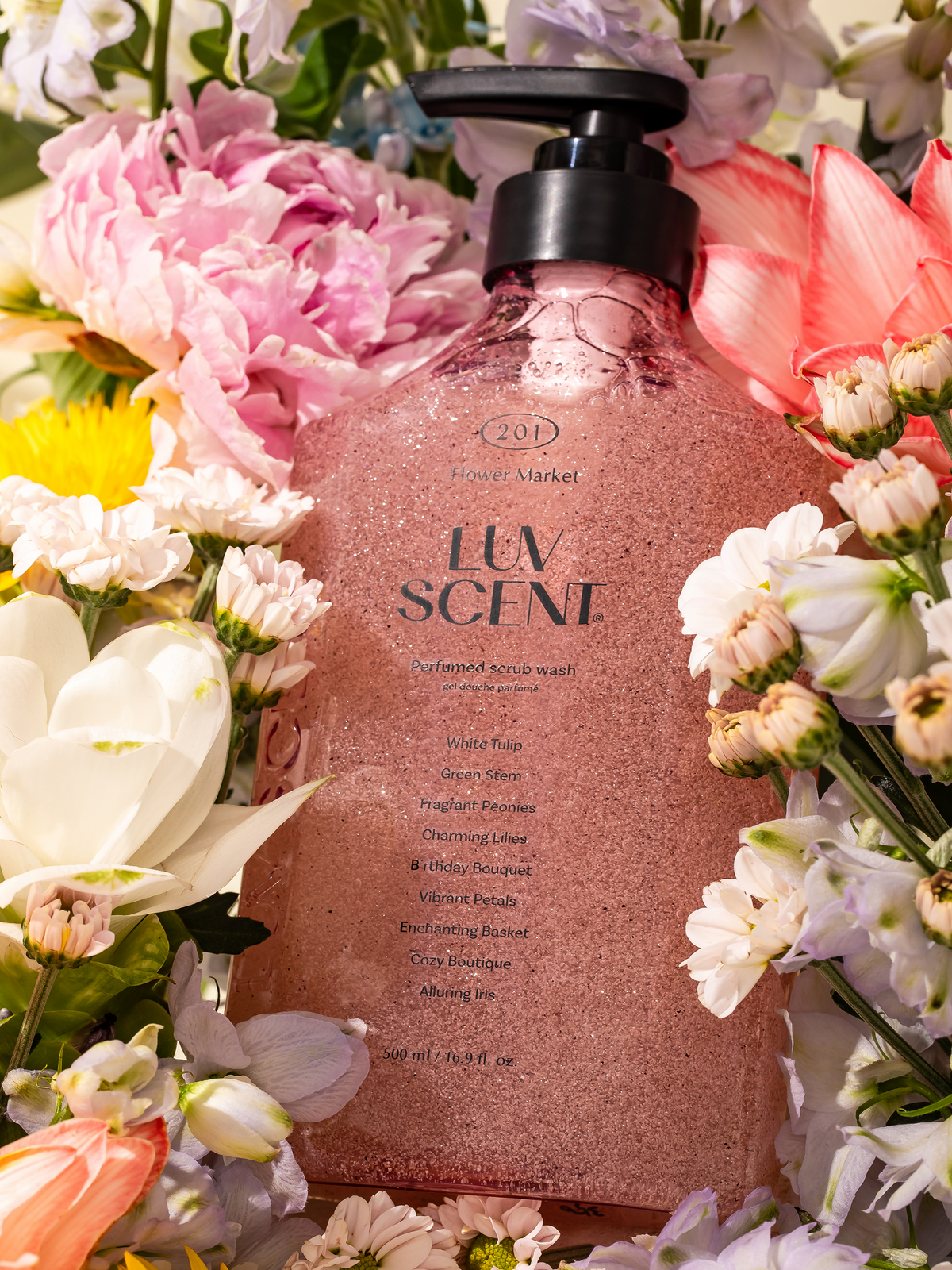 럽센트(LUVSCENT) [생화향 세트구성] 플라워마켓 화이트튤립 바디워시 + 스크럽 바디워시 + 플라워마켓 퍼퓸 바디미스트 추가 증정
