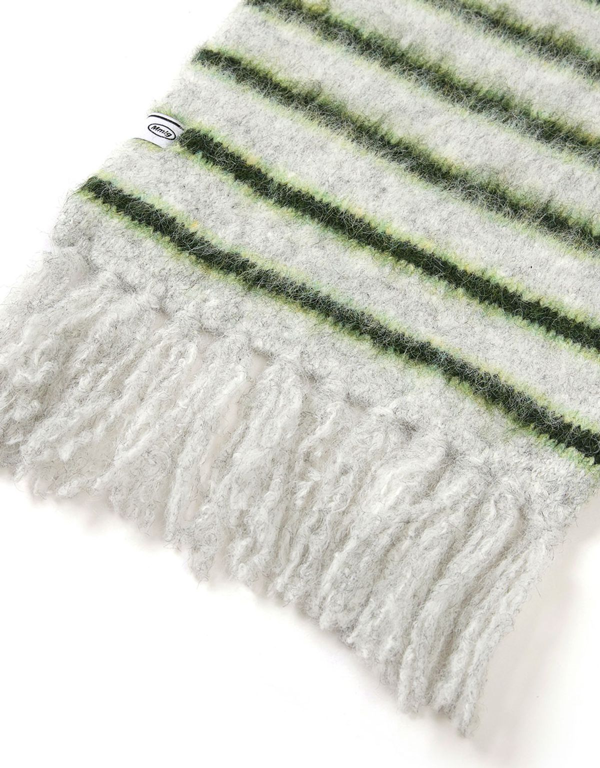 엠엠엘지(MMLG) [Mmlg] HAIRLY STRIPE KNIT MUFFLER (GREY)