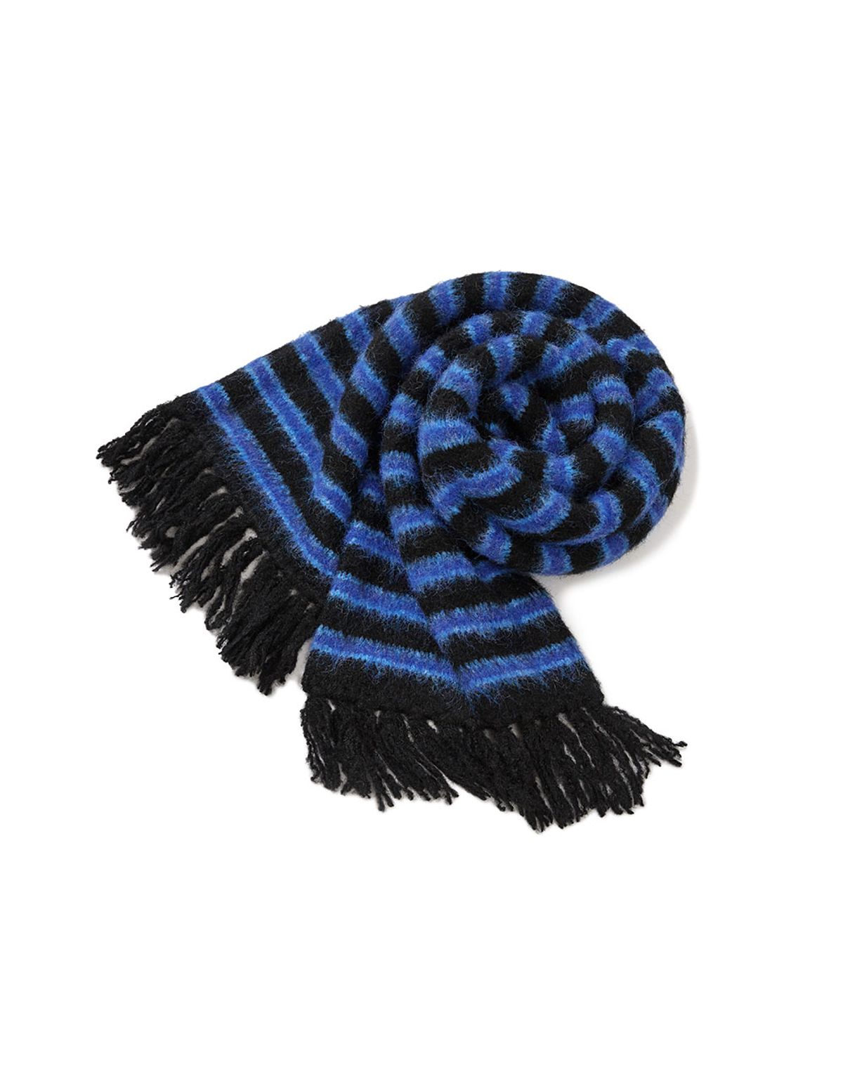 엠엠엘지(MMLG) [Mmlg] HAIRLY STRIPE KNIT MUFFLER (BLUE)