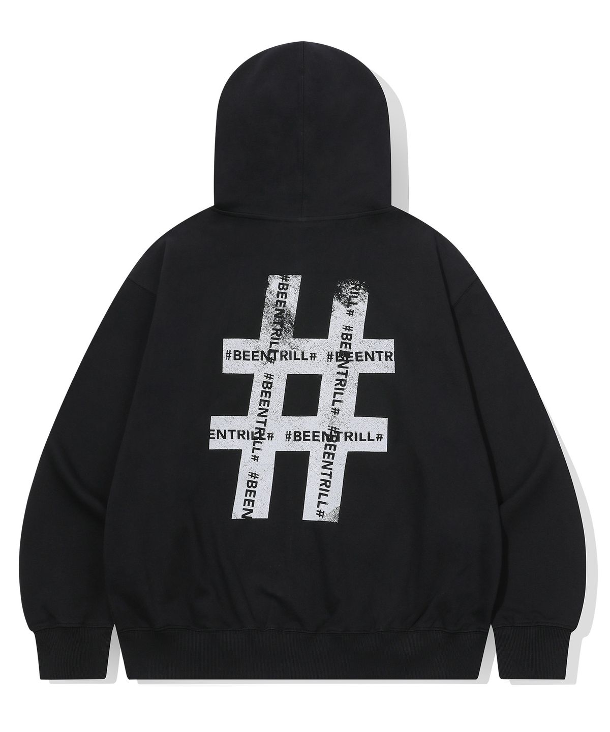빈트릴(BEENTRILL) 롤러 페인팅 해시태그 후드 집업(블랙)