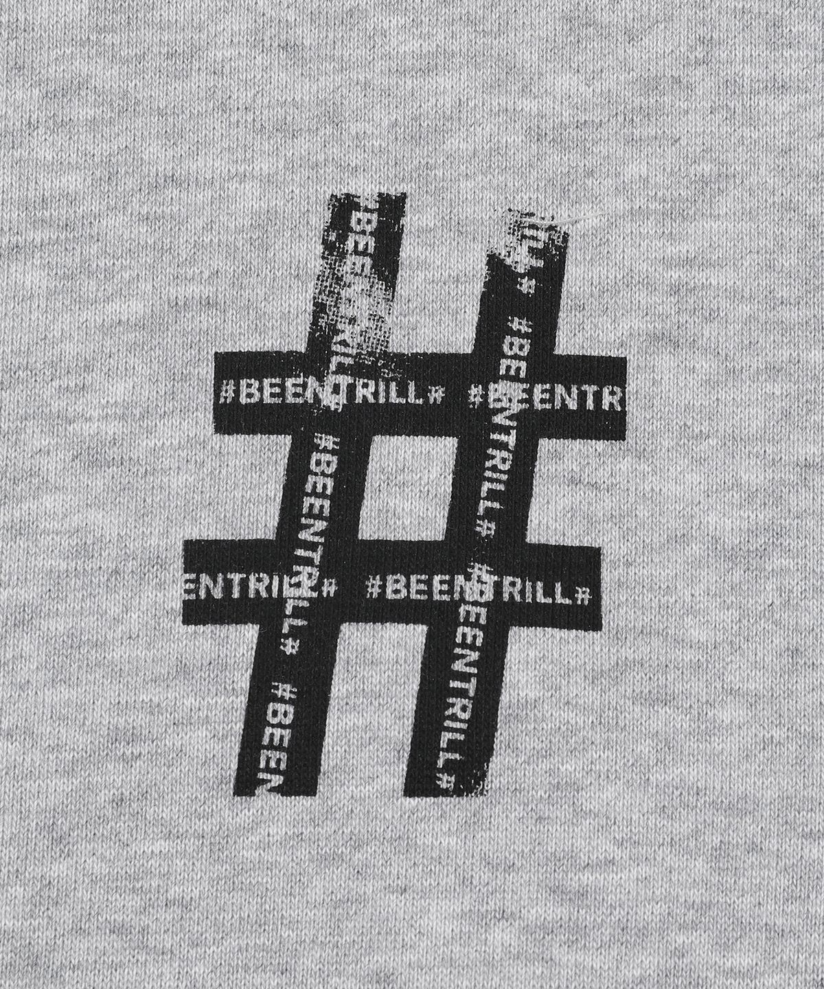빈트릴(BEENTRILL) 롤러 페인팅 해시태그 후드 집업(멜란지 그레이)