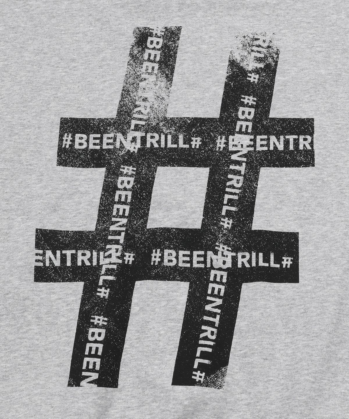 빈트릴(BEENTRILL) 롤러 페인팅 해시태그 후드 집업(멜란지 그레이)