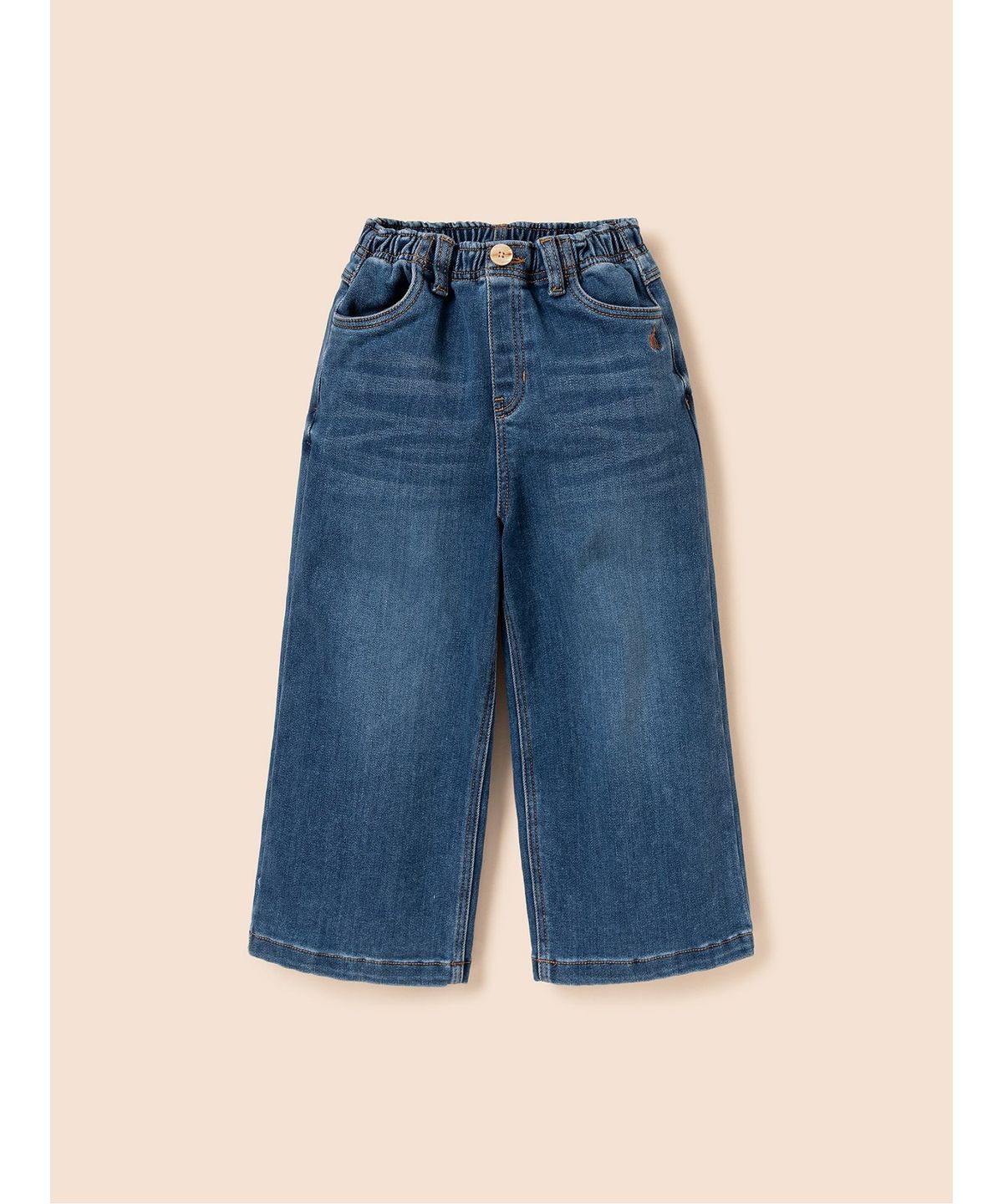 빈폴 키즈(BEANPOLE KIDS) [DENIM] 여아 기모 데님 세미 와이드핏 팬츠  블루 (BI5X21G02P)