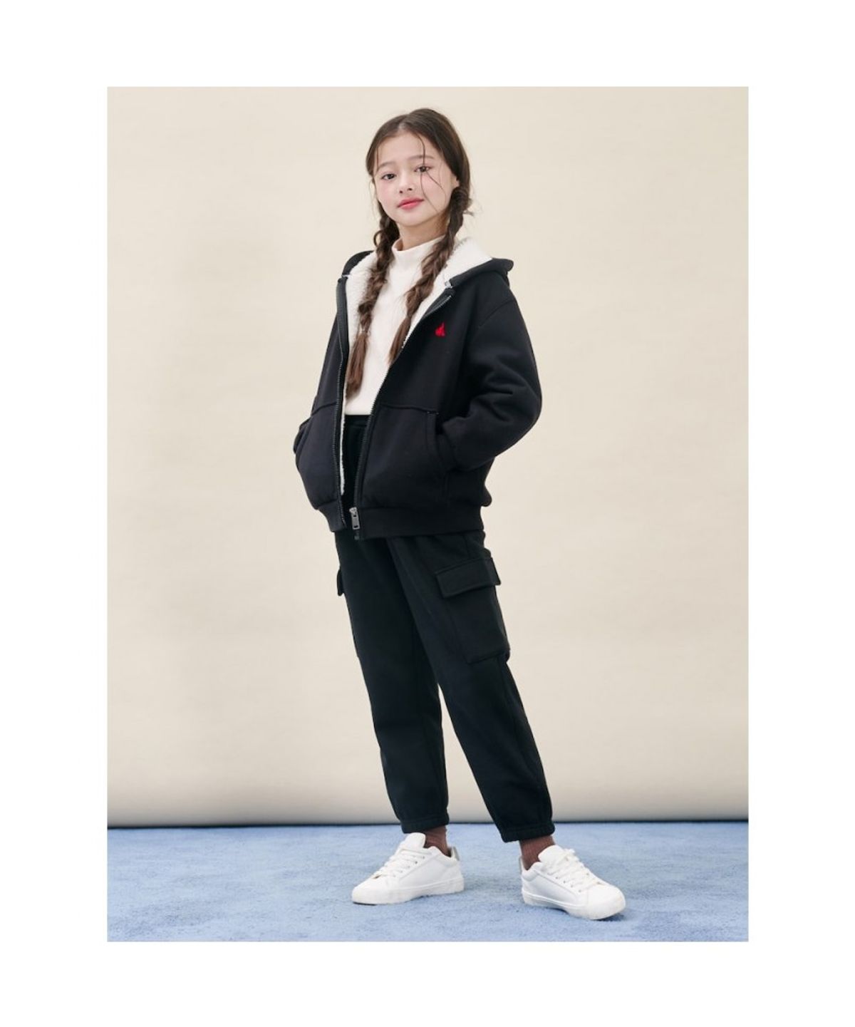 빈폴 키즈(BEANPOLE KIDS) 면기모 스웨트 팬츠  블랙 (BI5X21U025)