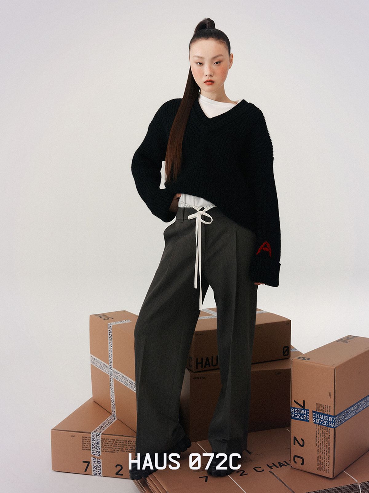 하우스공칠이씨(HAUS072C) DOUBLE WAIST WIDE PANTS BROWN