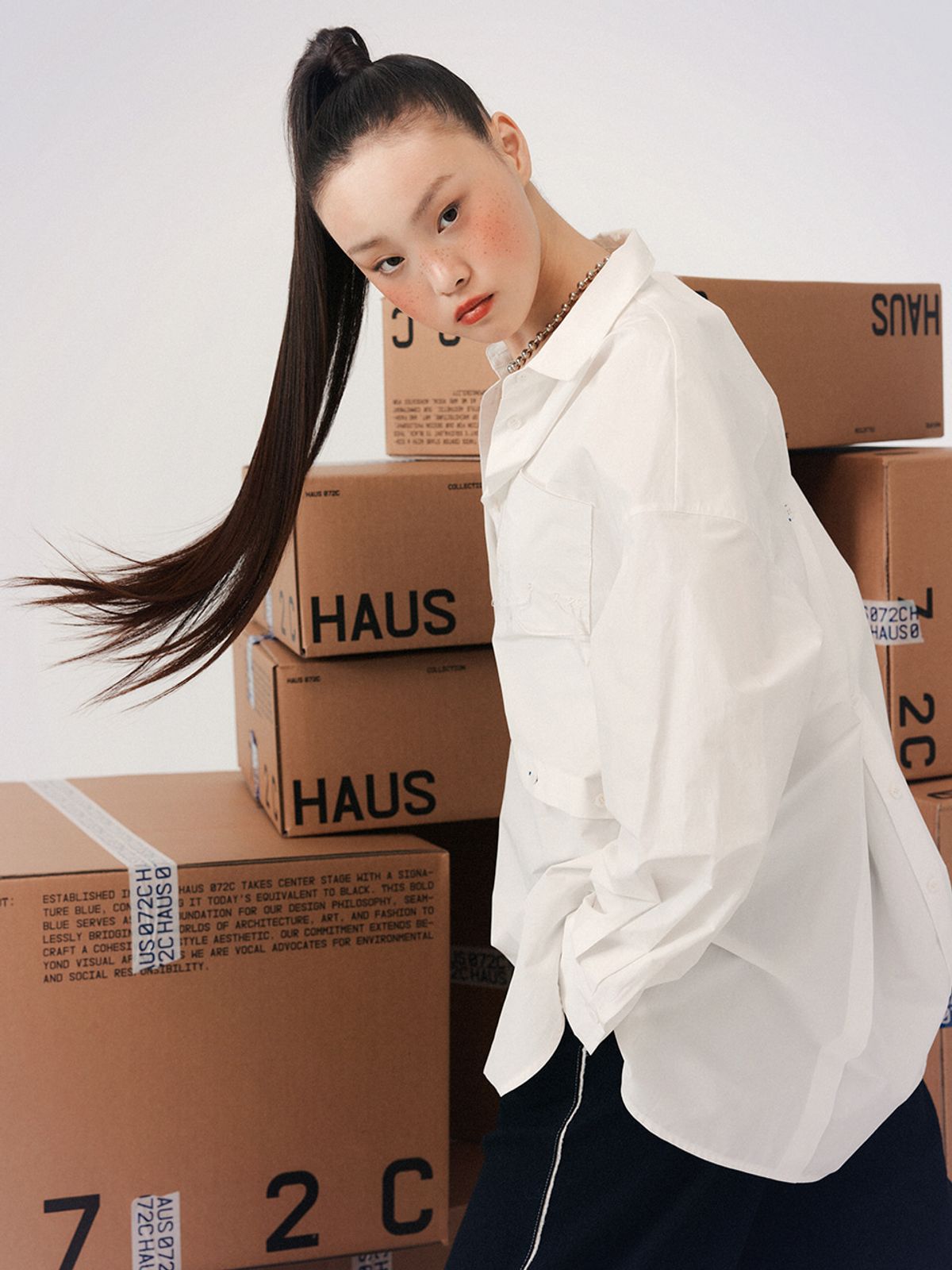 하우스공칠이씨(HAUS072C) POSELL BUTTON SHIRT WHITE