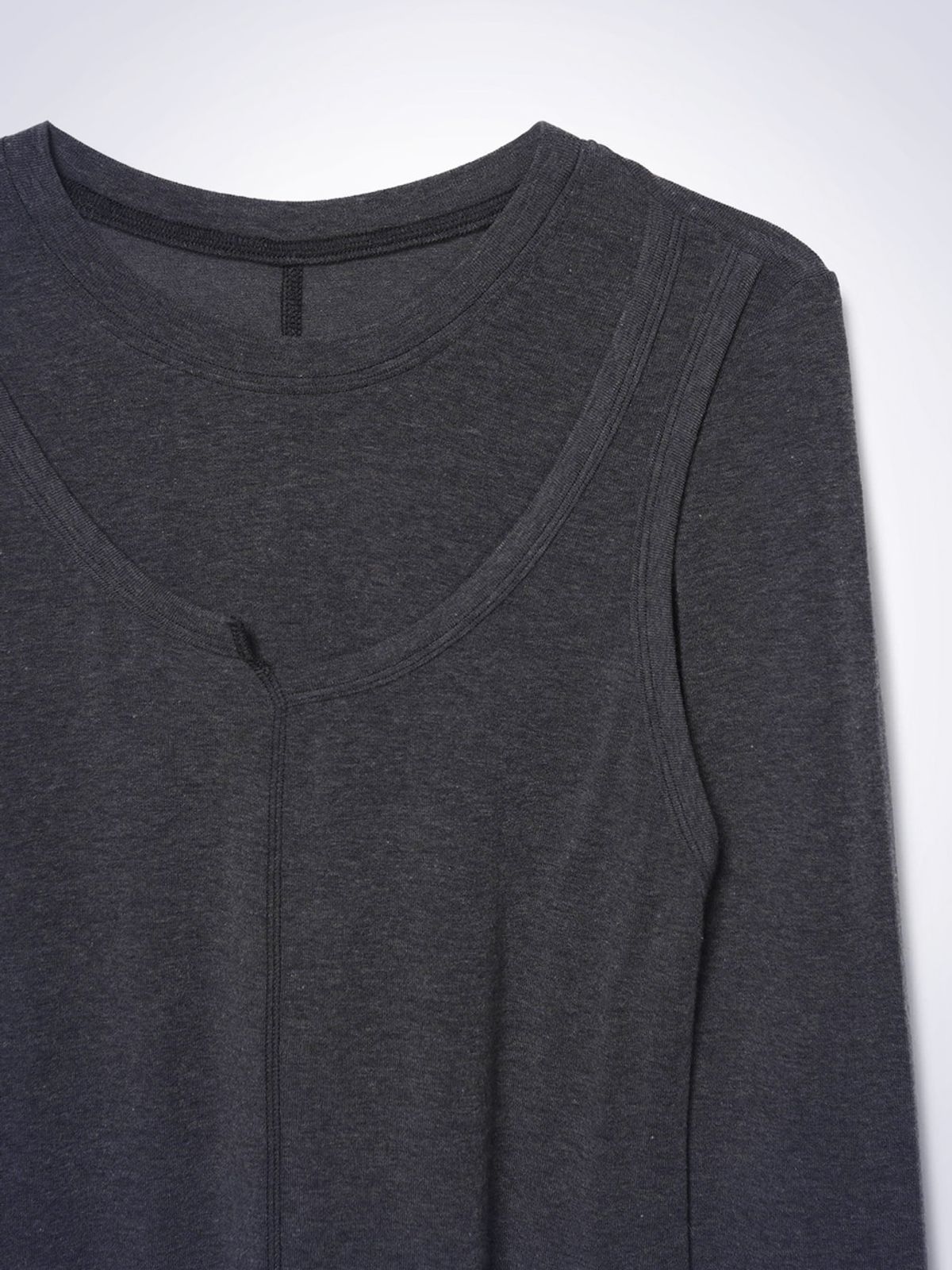 하우스공칠이씨(HAUS072C) SHEER LAYERED T-SHIRT DARK GREY