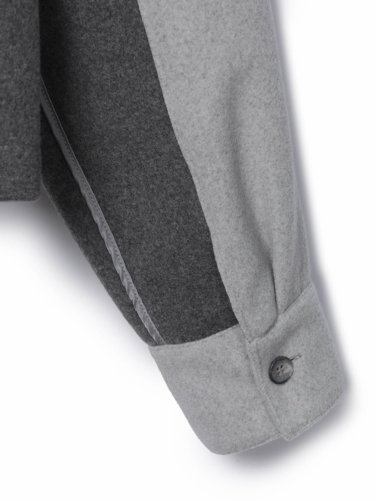 하우스공칠이씨(HAUS072C) TWO-TONE CROP JACKET LIGHT GREY
