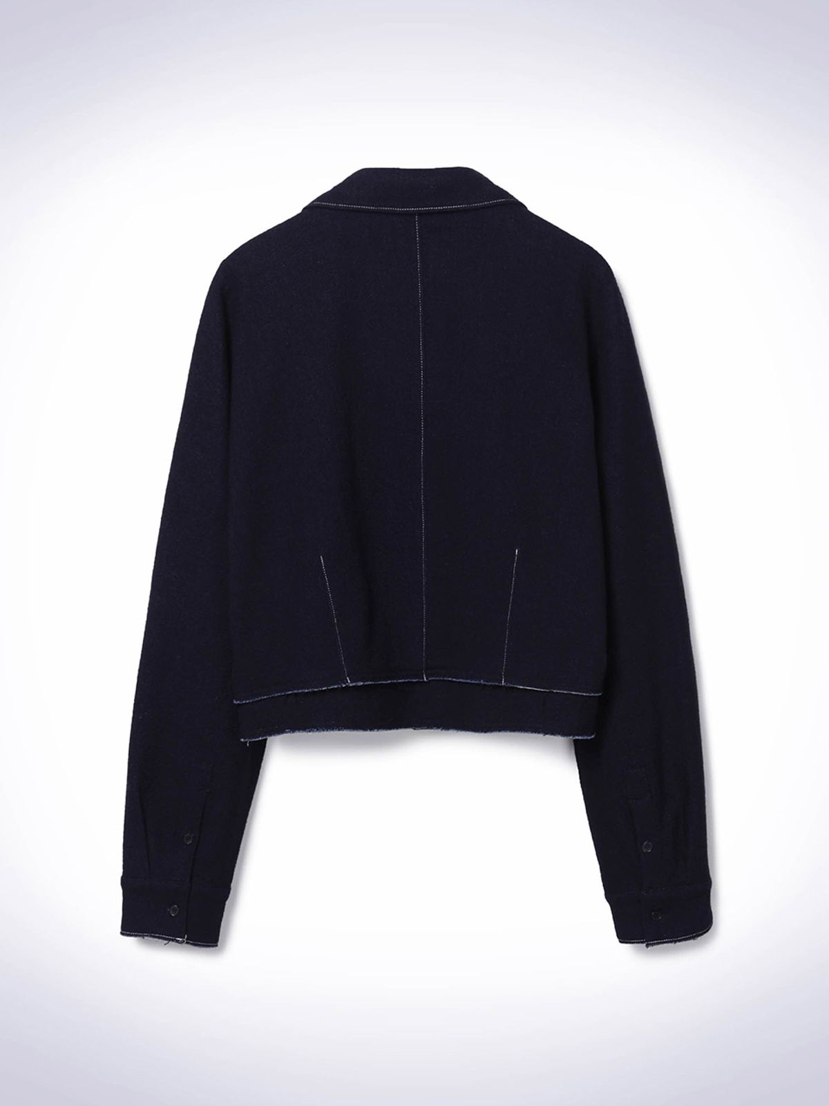 하우스공칠이씨(HAUS072C) COTTON WOOL CROP JACKET DARK BLUE