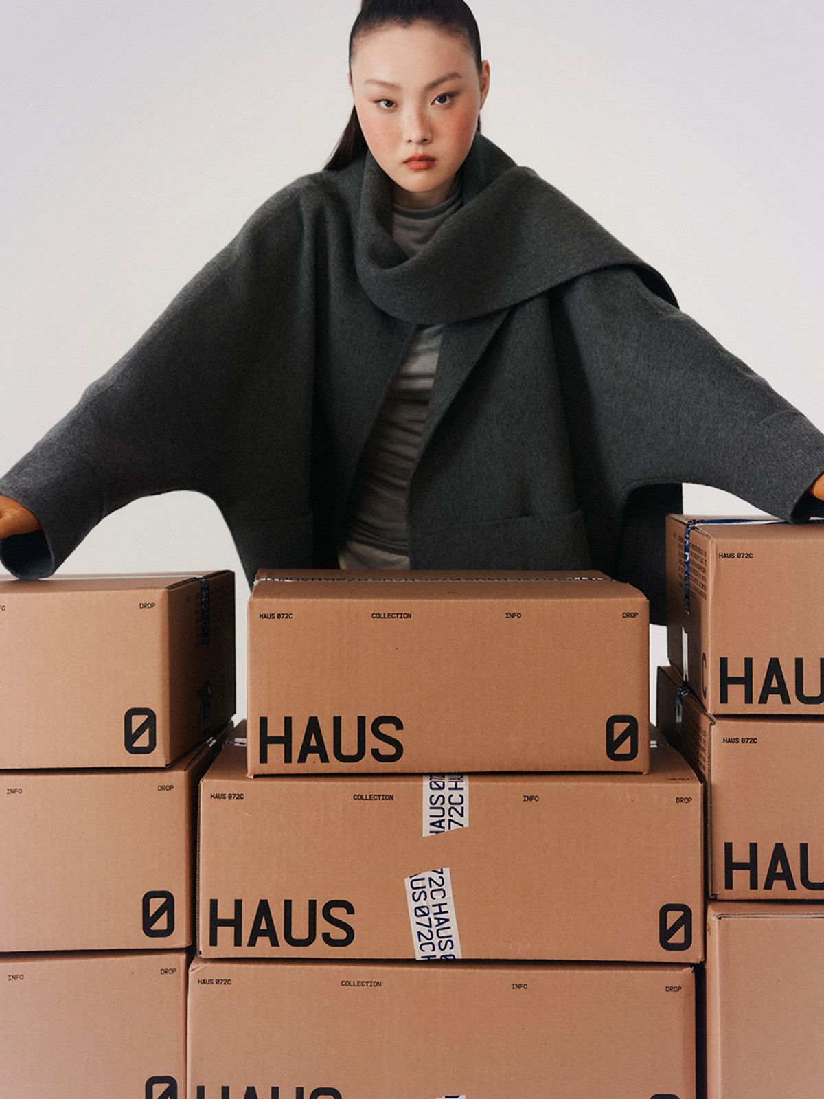 하우스공칠이씨(HAUS072C) SCARF HANDMADE COAT GREY