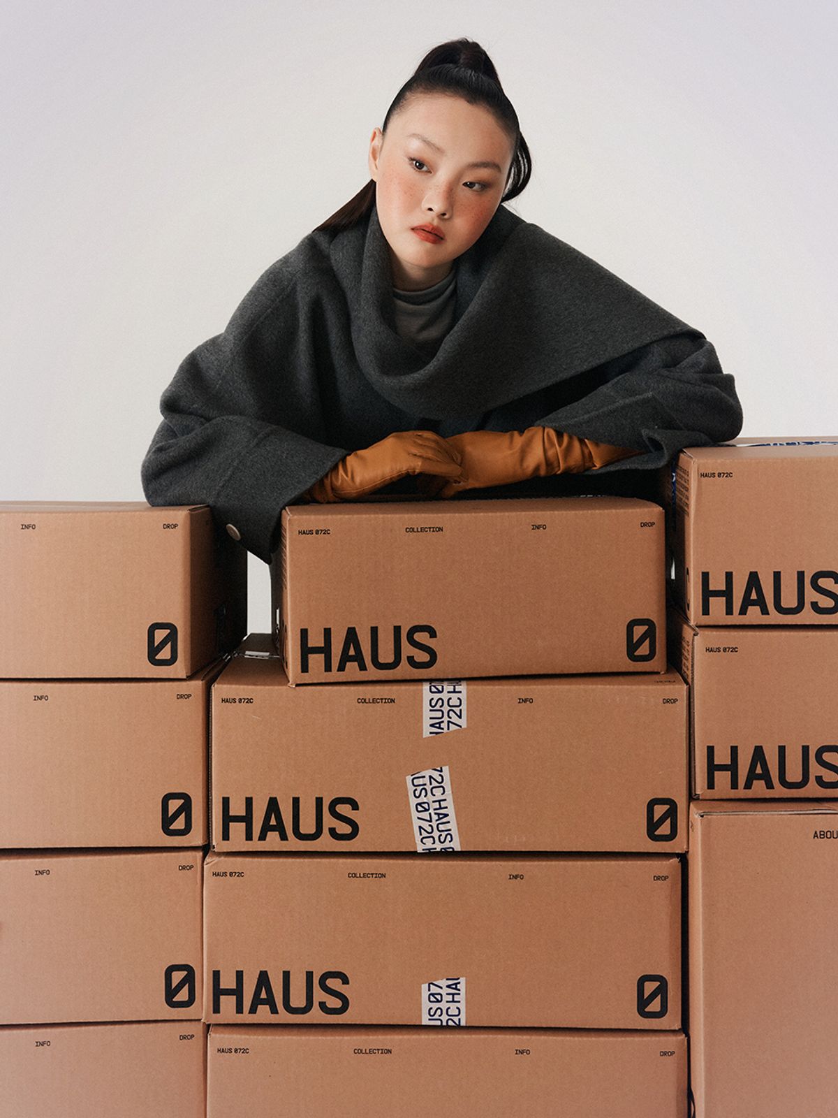 하우스공칠이씨(HAUS072C) SCARF HANDMADE COAT GREY