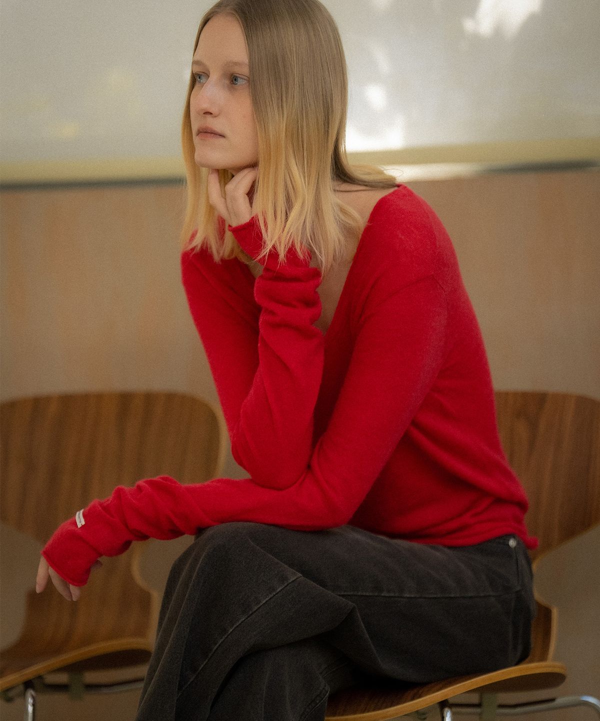 노운베러(KNOWNBETTER) Scoop-neck longsleeve alpaca knit top [KNFW04SW01]_[3color]