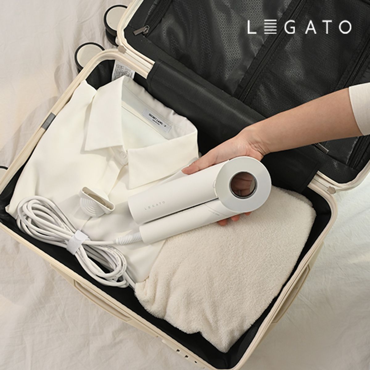레가토(LEGATO) 물광 에어홀 드라이기 거치대 BLDC 항공모터 접이식드라이기 벽걸이드라이
