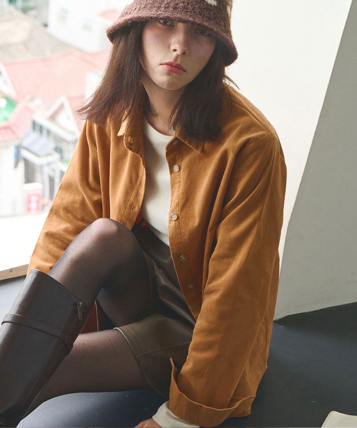 슬로우롤리(SLOWLOLLI) Flowarm corduroy shirt_3 Colors