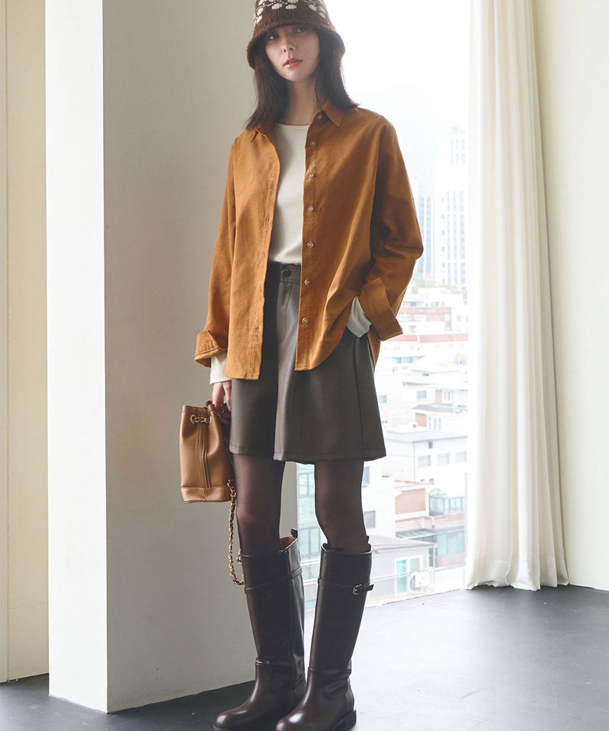 슬로우롤리(SLOWLOLLI) Flowarm corduroy shirt_3 Colors