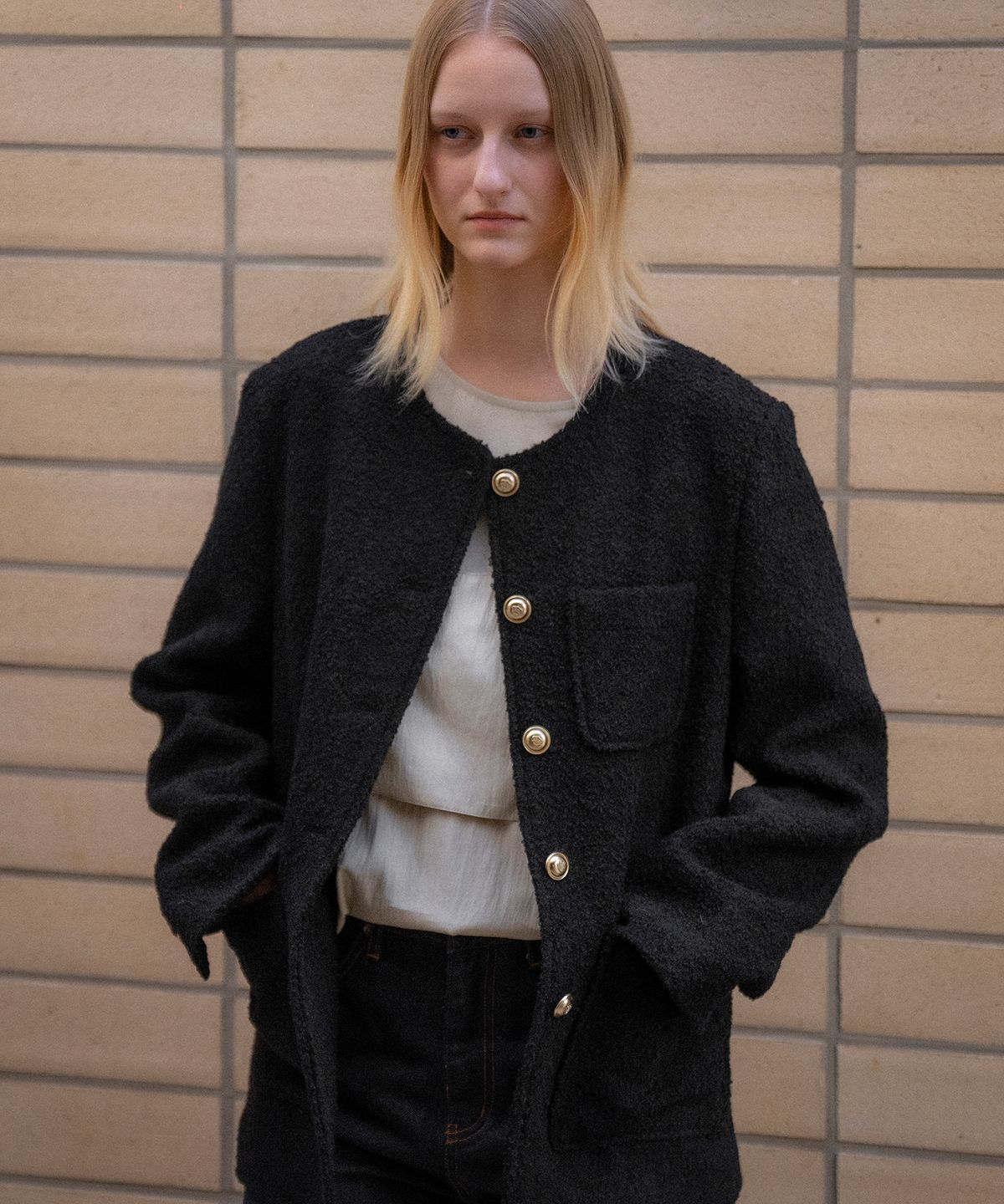 노운베러(KNOWNBETTER) Boucle tweed overfit jacket [KNFW04JK01]_[2color]