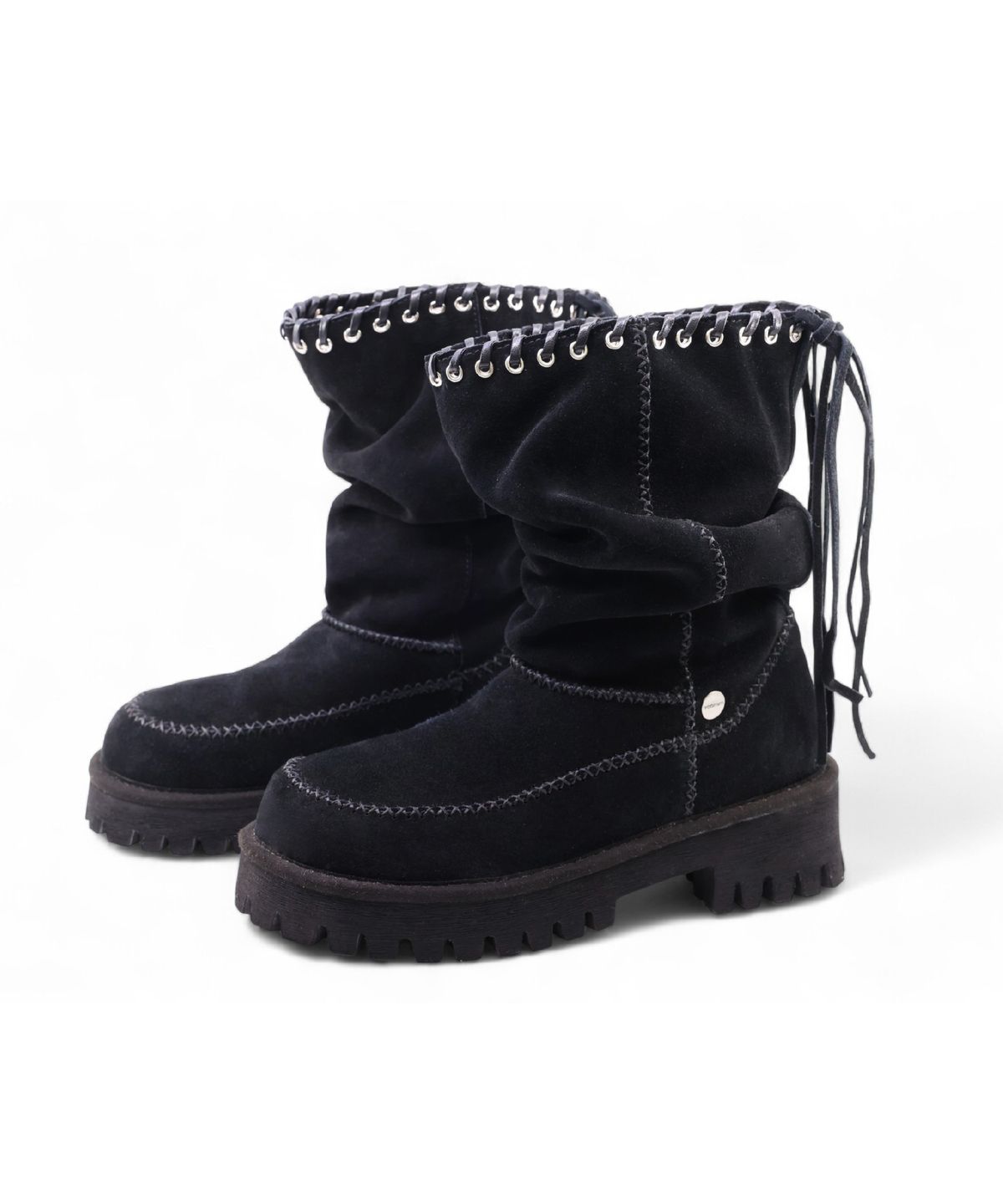여밈(YEOMIM) [X YASE] pigtail boots (suede black)