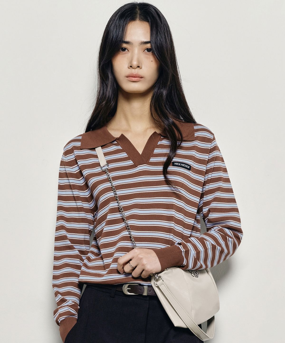 닉앤니콜(NICK&NICOLE) NICOLE SQUARE SHOULDER MINI CHAIN BAG_CREAM