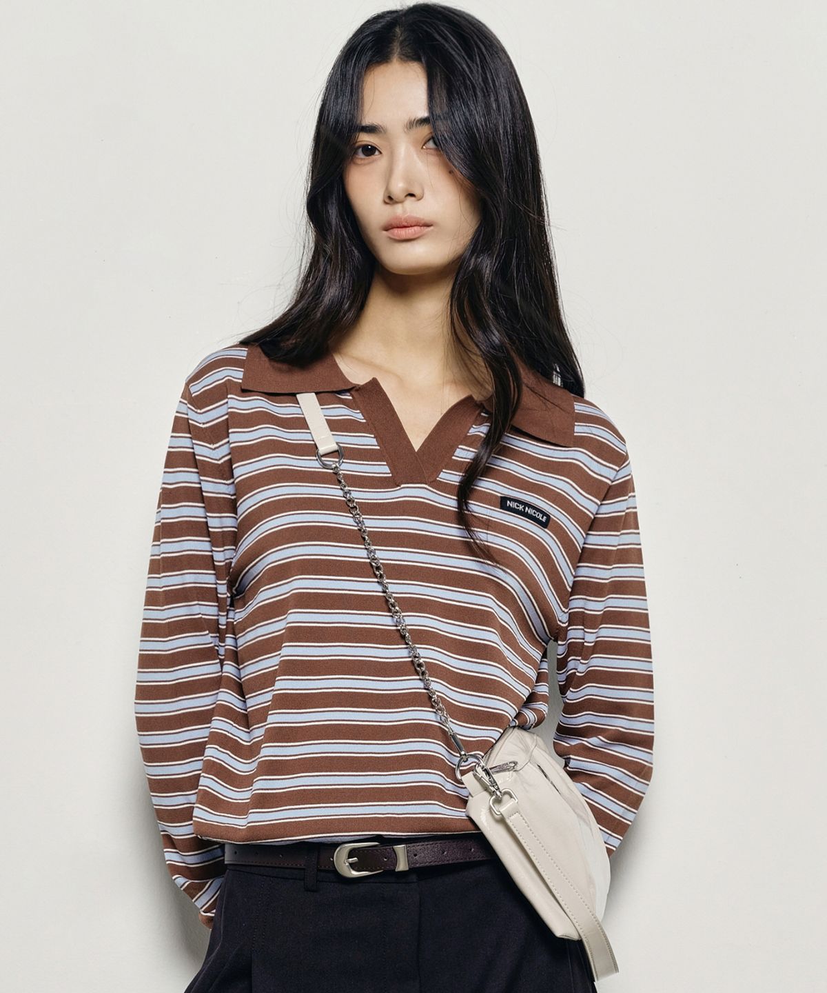 닉앤니콜(NICK&NICOLE) NICOLE SQUARE SHOULDER MINI CHAIN BAG_CREAM