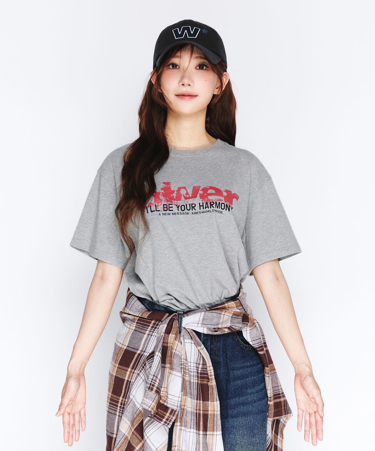 아메스 월드와이드(AMES-WORLDWIDE) QWER VINTAGE STAR TEE GREY