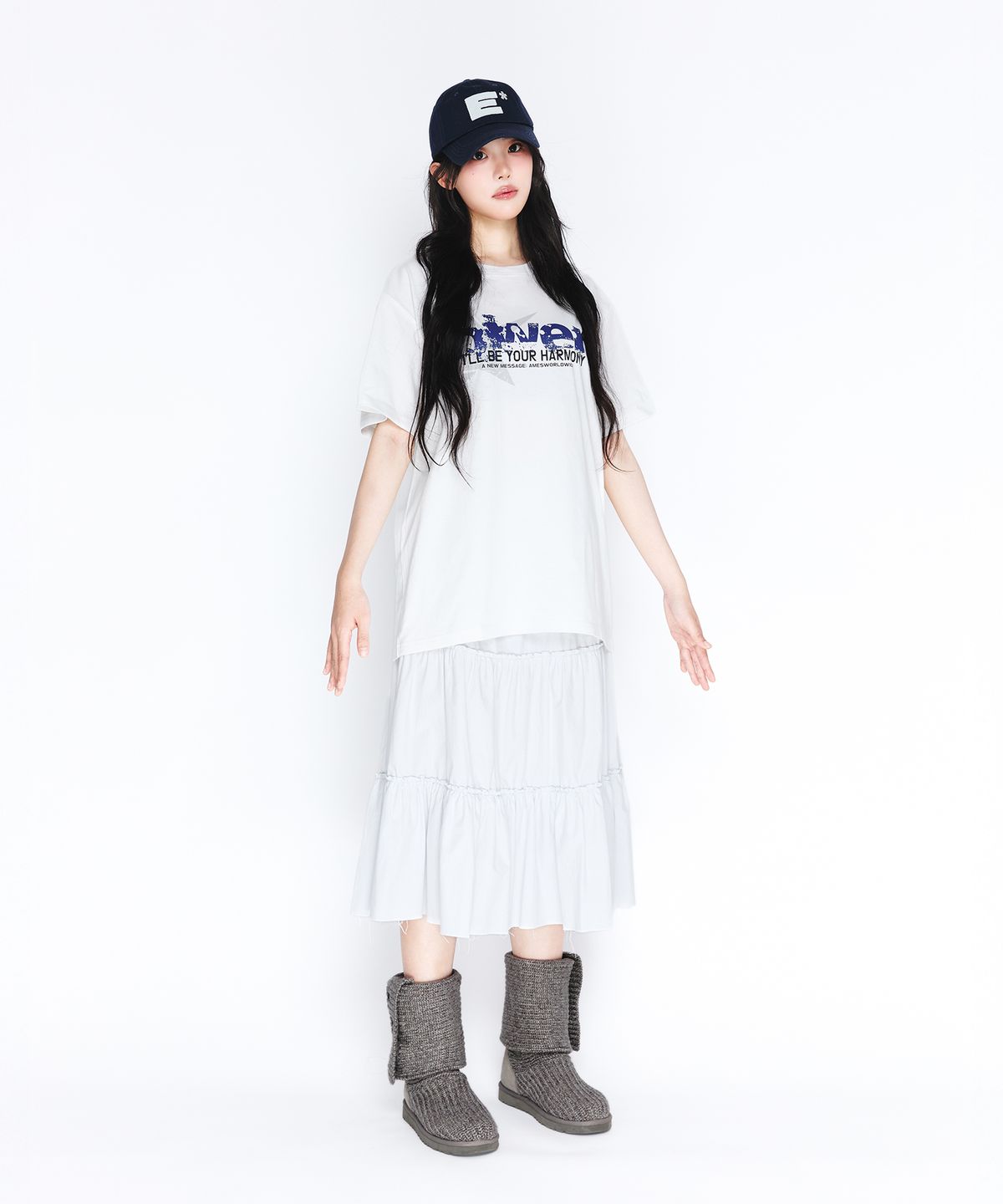 아메스 월드와이드(AMES-WORLDWIDE) QWER VINTAGE STAR TEE WHITE