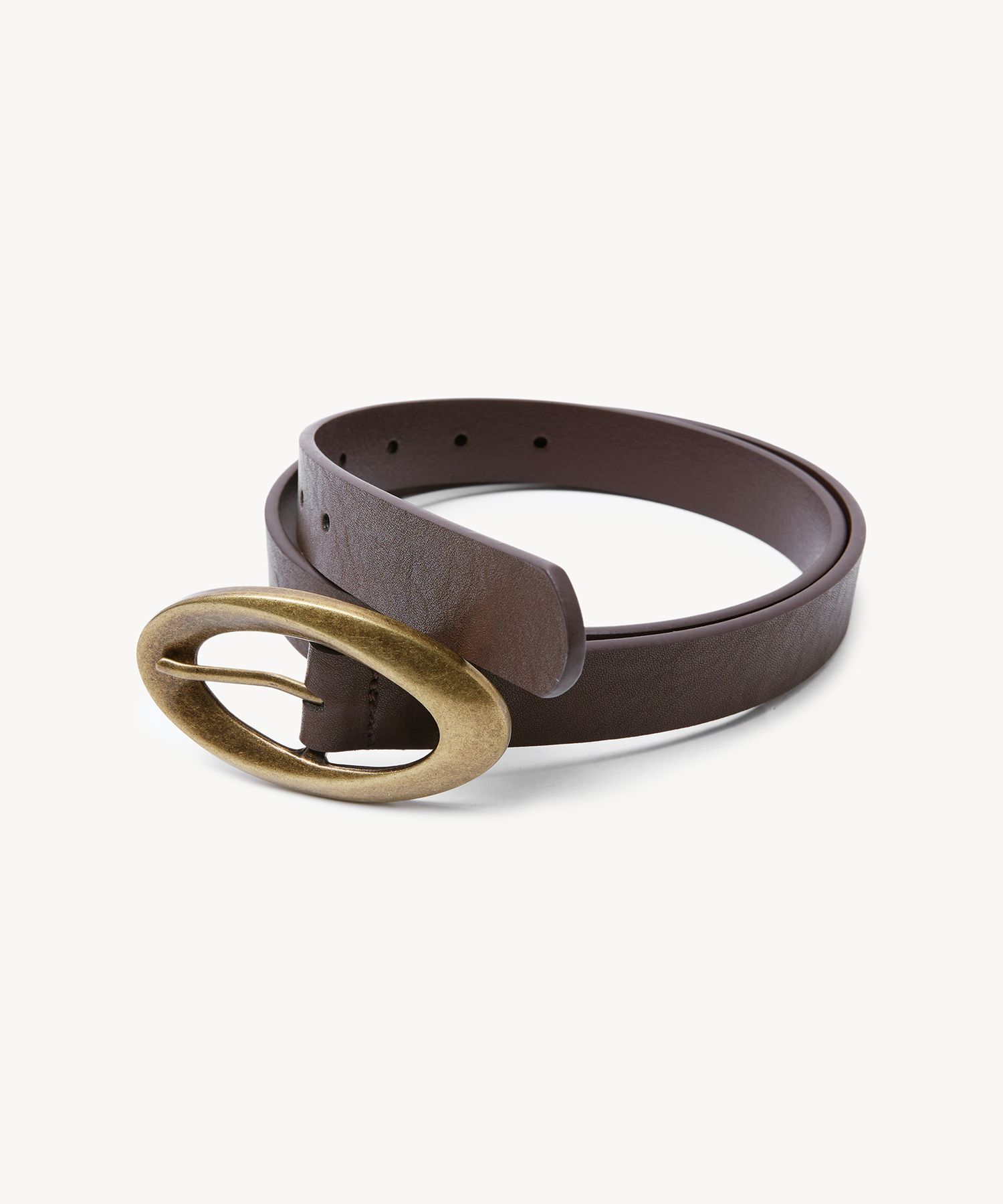 DIESEL ブラウンレザー オーバルバックルベルト ブラウンレザー