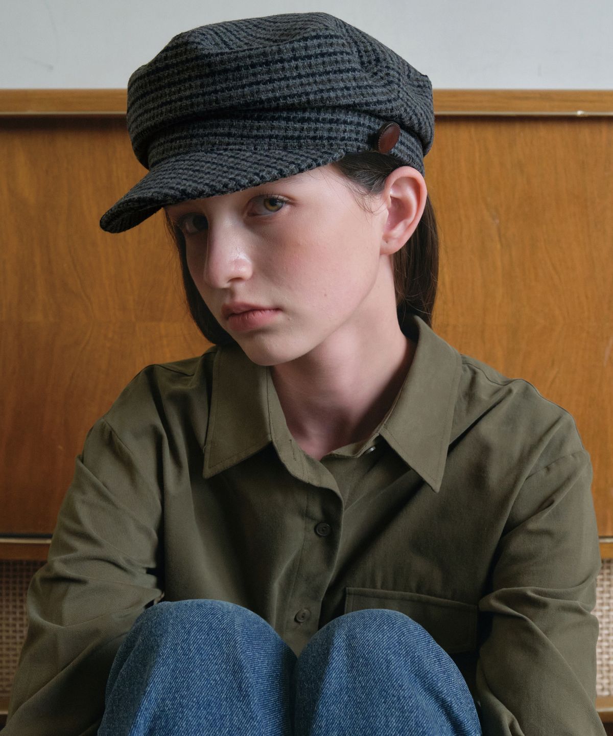 아우어노스텔지아(OURNOSTALGIA) Classic tweed matorros cap_Charcoal(O25-ACC06)
