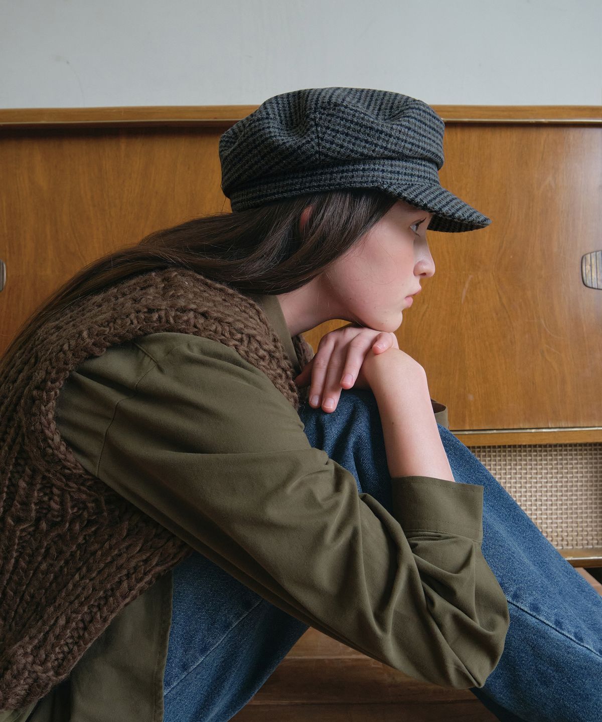 아우어노스텔지아(OURNOSTALGIA) Classic tweed matorros cap_Charcoal(O25-ACC06)