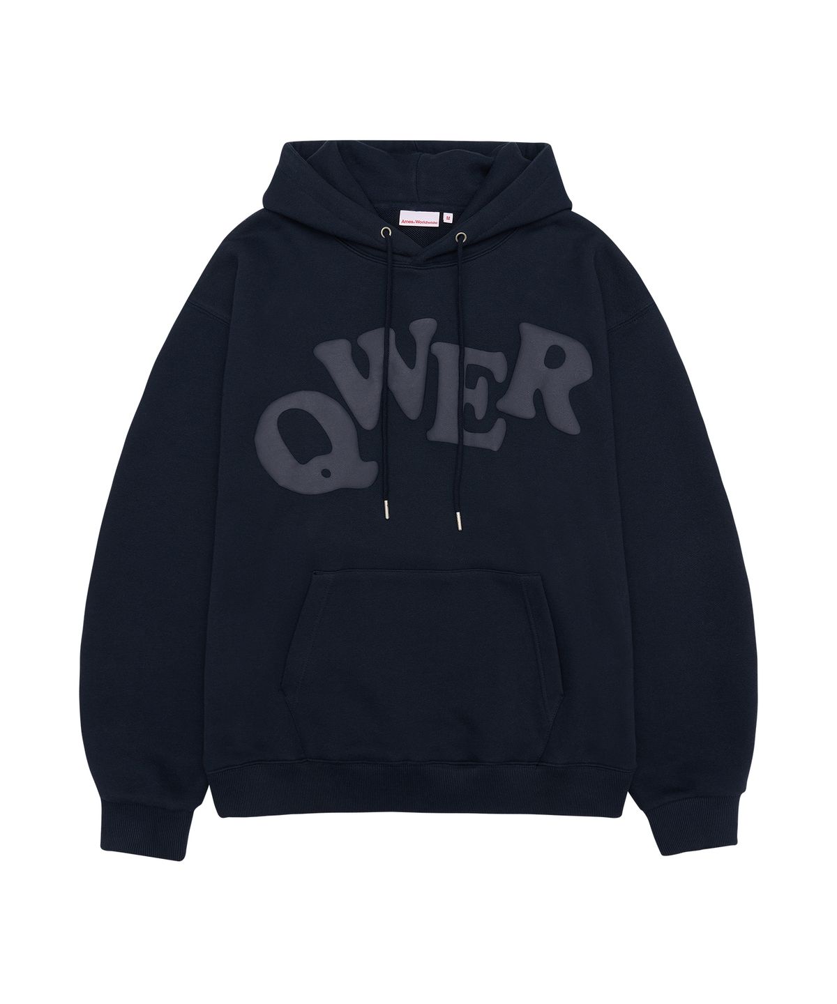 아메스 월드와이드(AMES-WORLDWIDE) QWER BIG TYPO HOODIE NAVY