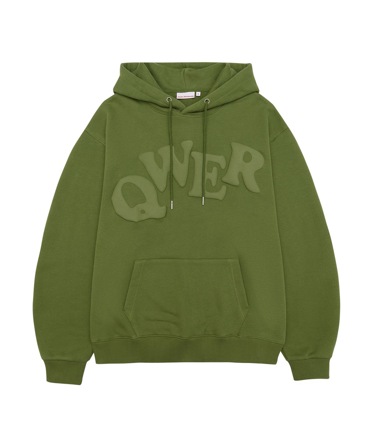 아메스 월드와이드(AMES-WORLDWIDE) QWER BIG TYPO HOODIE GREEN
