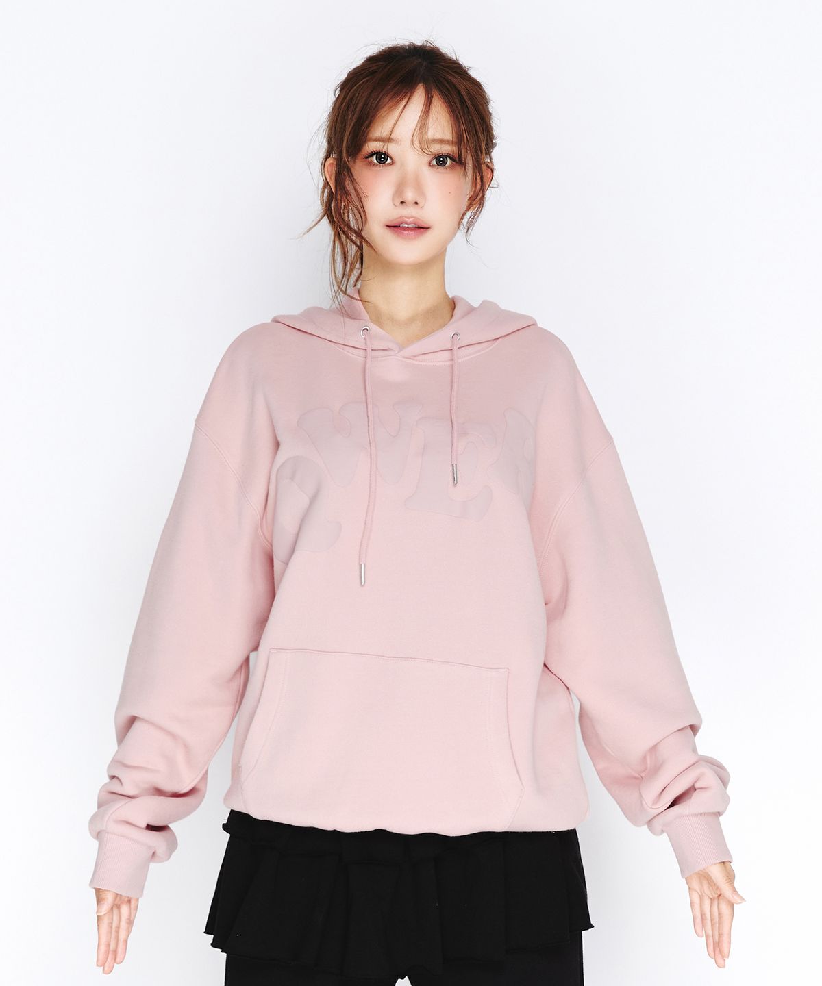 아메스 월드와이드(AMES-WORLDWIDE) QWER BIG TYPO HOODIE PINK