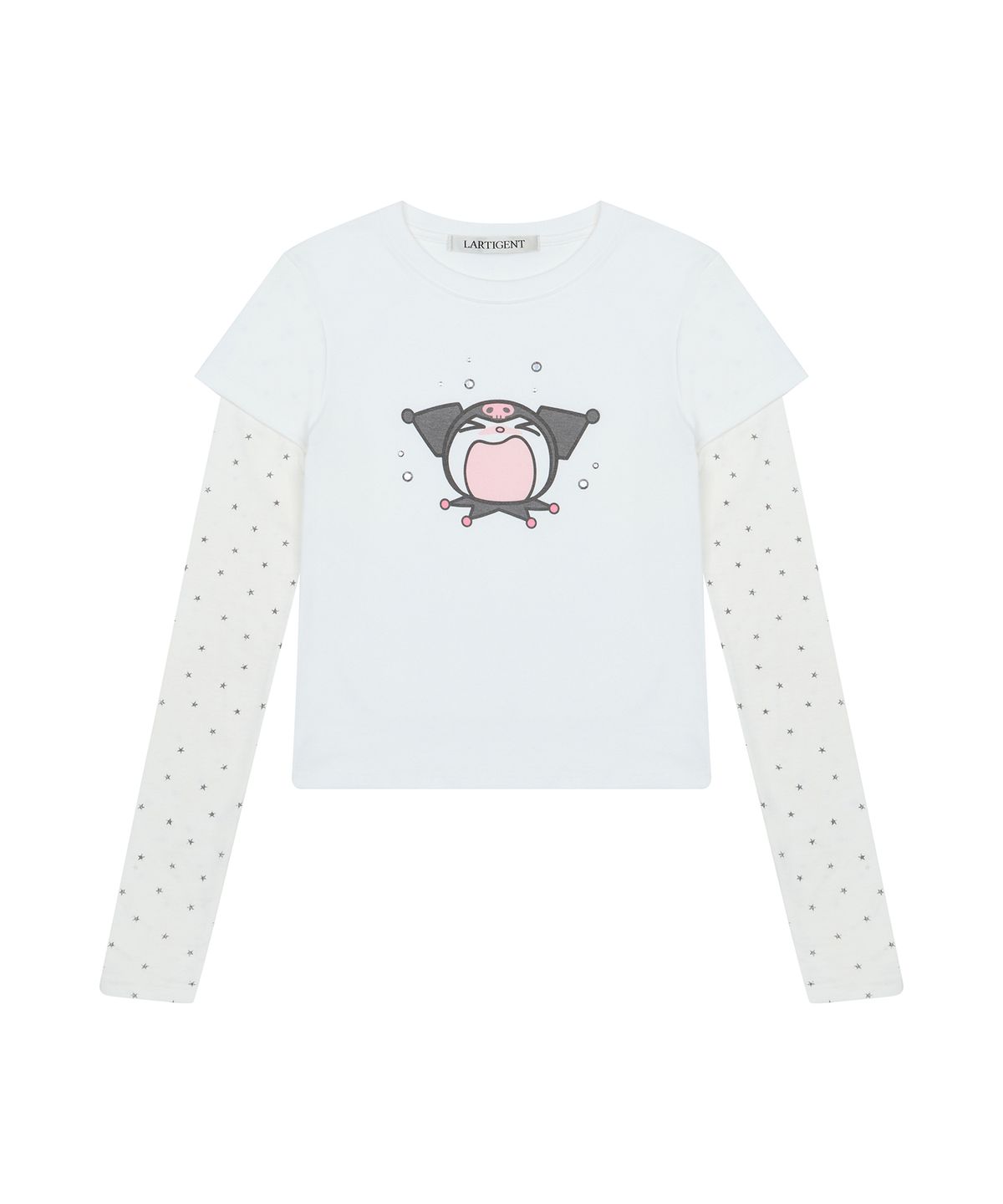 라티젠(LARTIGENT) KUROMI CRYBABY LAYERED T-SHIRT(WHITE)
