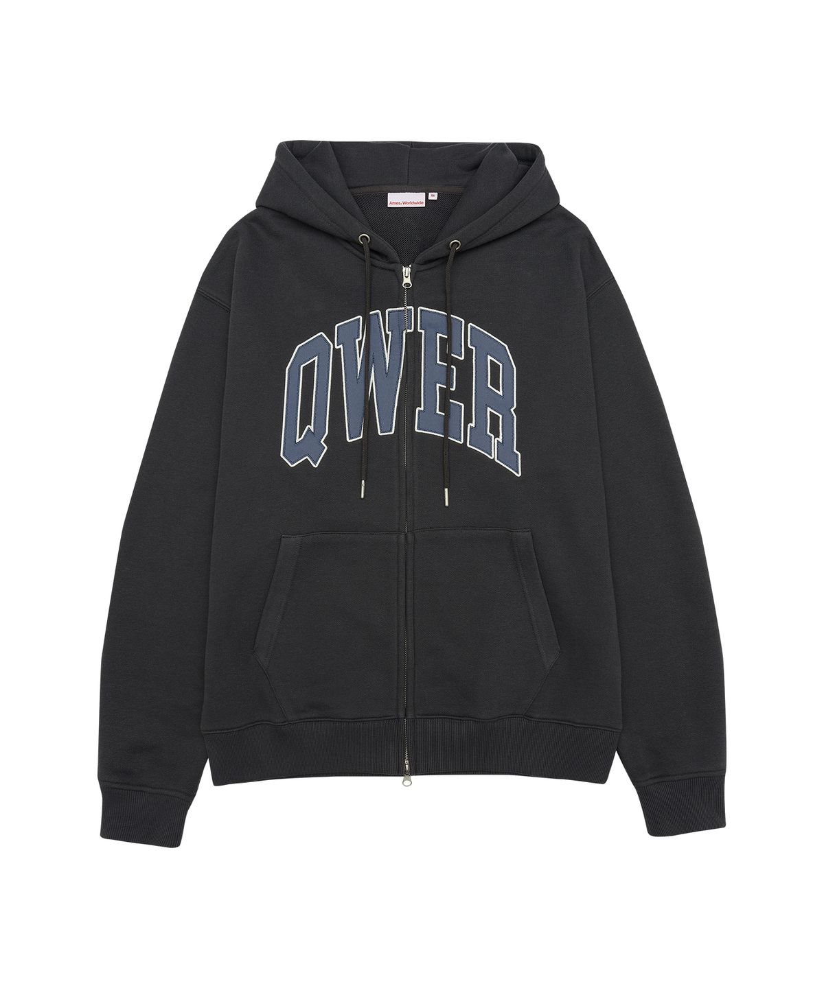 아메스 월드와이드(AMES-WORLDWIDE) QWER BASIC APPLIQUE HOODIE ZIP-UP DEEP CHARCOAL