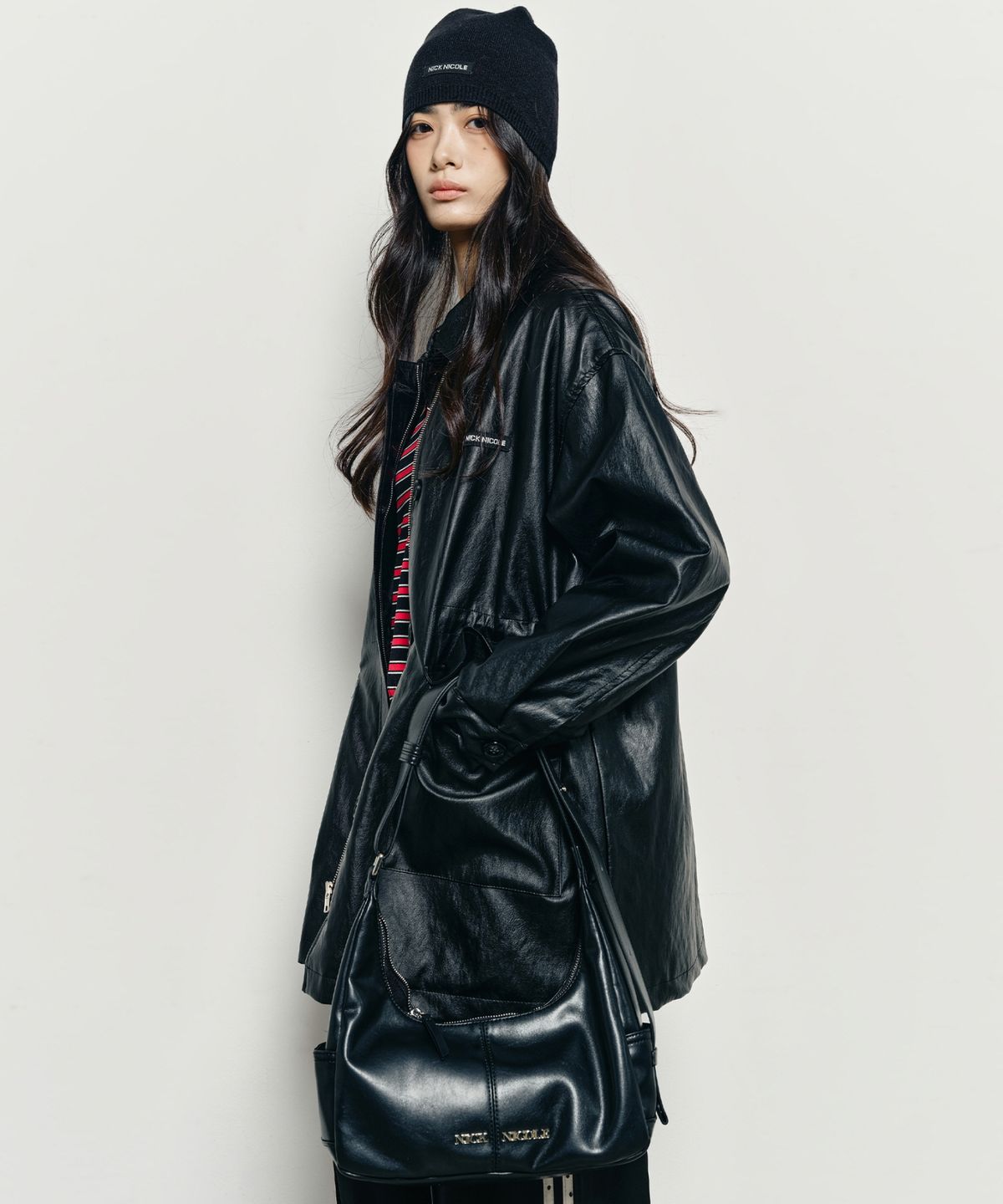 닉앤니콜(NICK&NICOLE) LOGO POCKET HALF SHOULDER BAG_BLACK