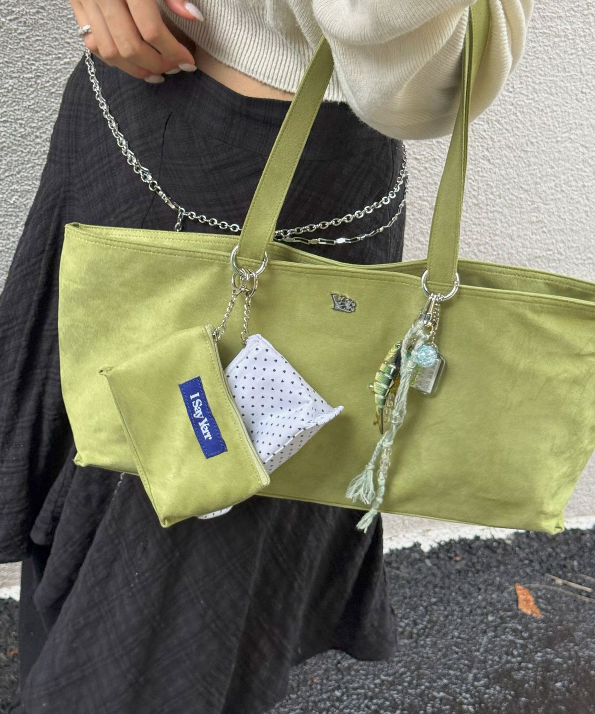 아이세이예르(ISAYYERR) Paper Boat Pouch (matcha_suede)