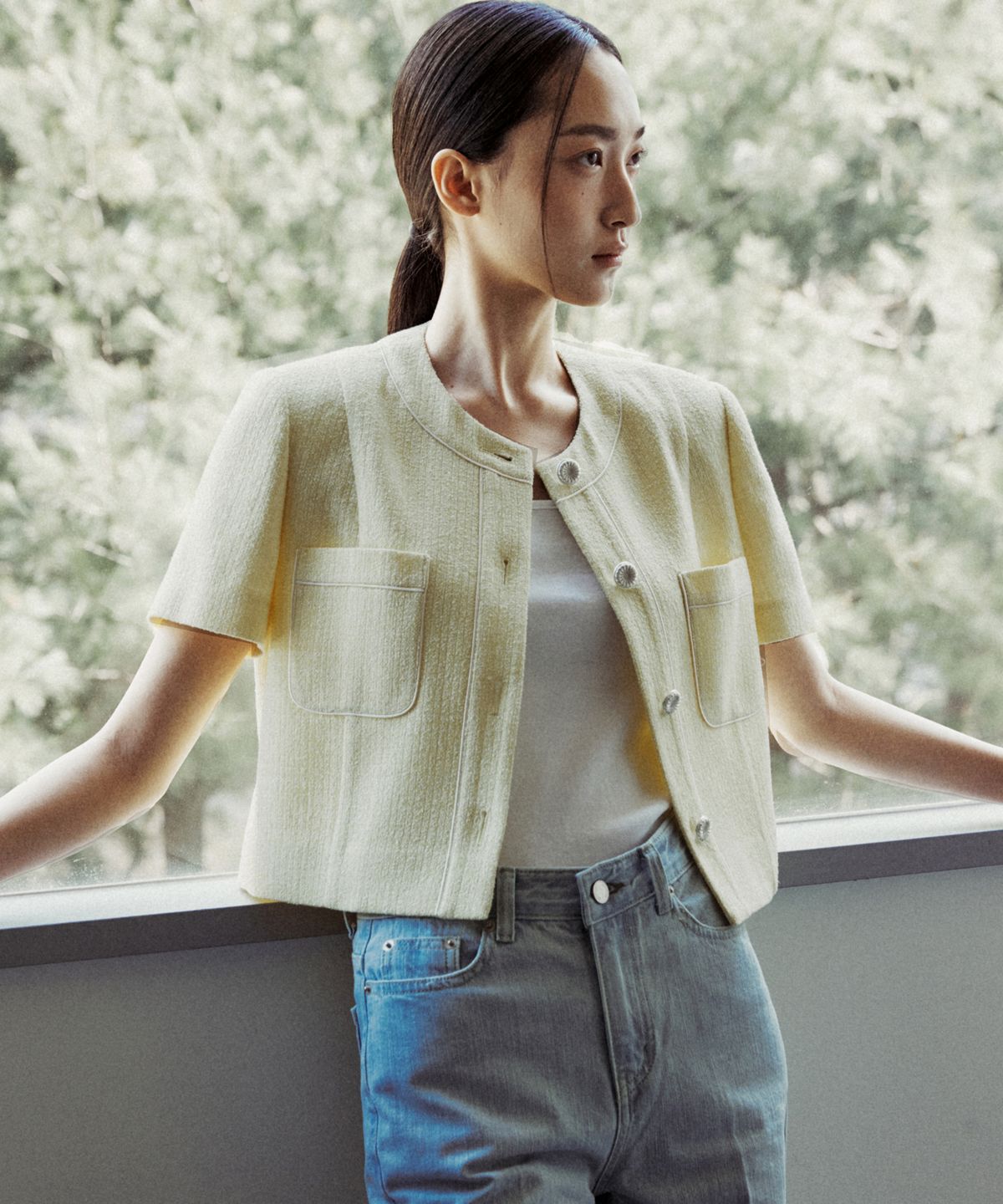 오떼뜨(OCTETTE) SUMMER LINE TWEED JK_2COLOR