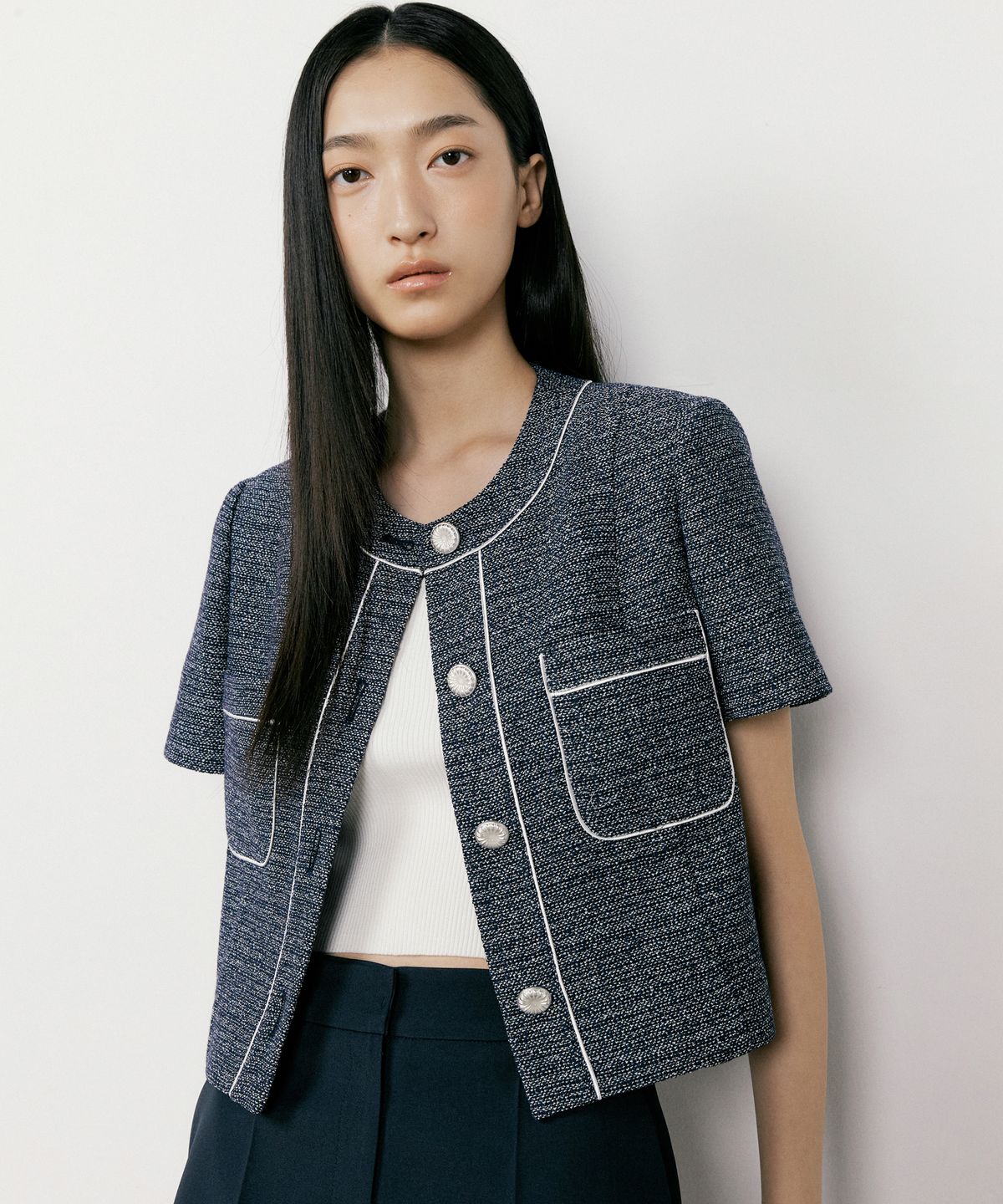 오떼뜨(OCTETTE) SUMMER LINE TWEED JK_2COLOR